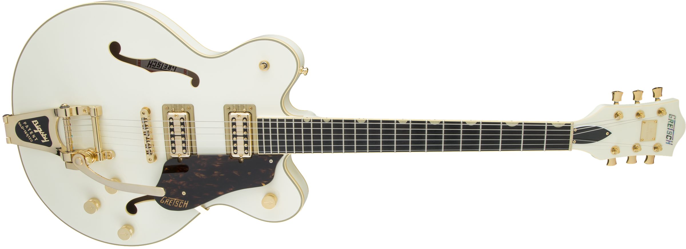 Gretsch G6609TG Players Edition Broadkaster® Center Block Double-Cut with String-Thru Bigsby® and Gold Hardware, USA Full'Tron™ Pickups, Vintage White