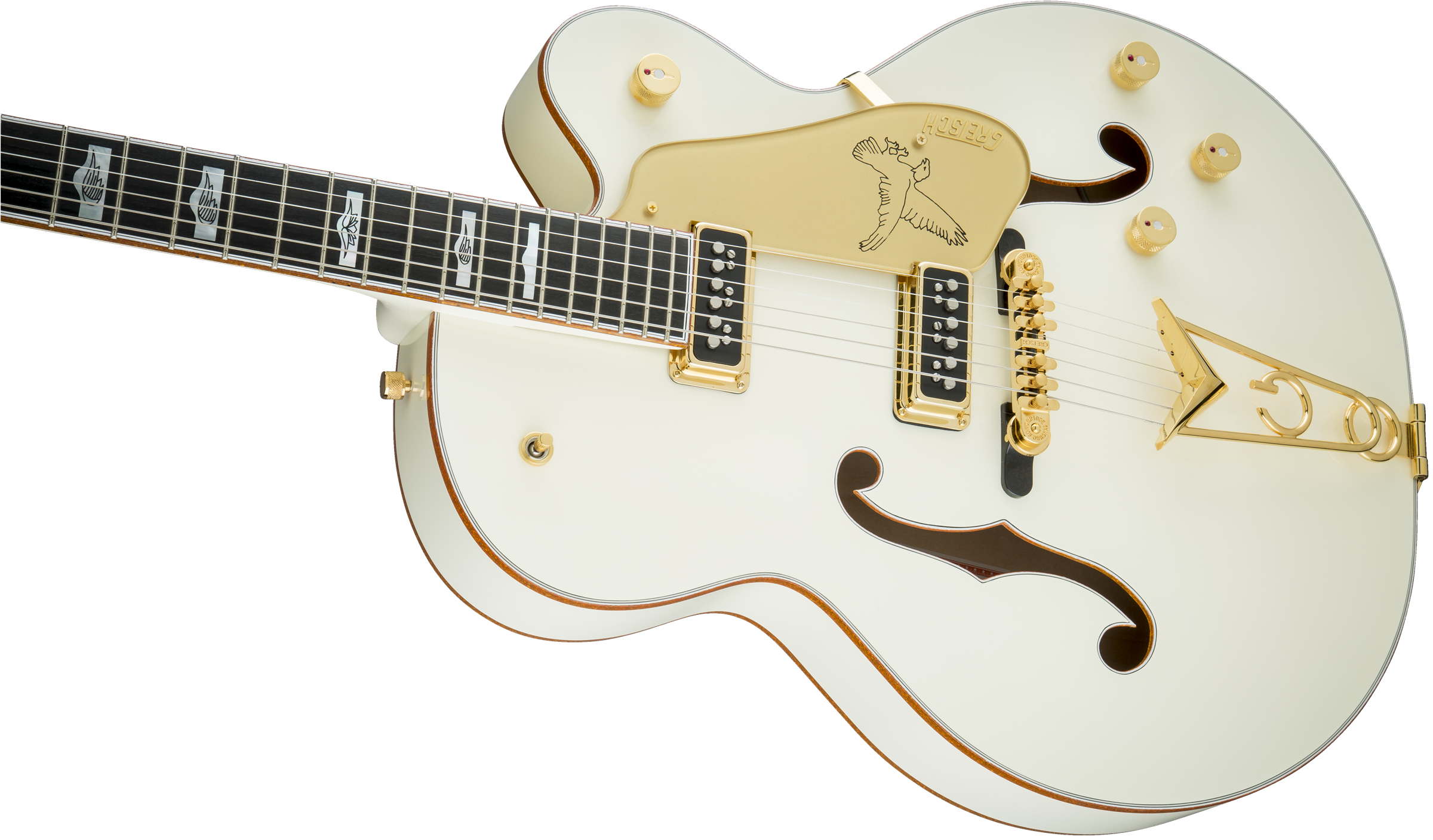 Gretsch G6136-55 Vintage Select Edition '55 Falcon™ Hollow Body with Cadillac Tailpiece, TV Jones®, Solid Spruce Top, Vintage White, Lacquer