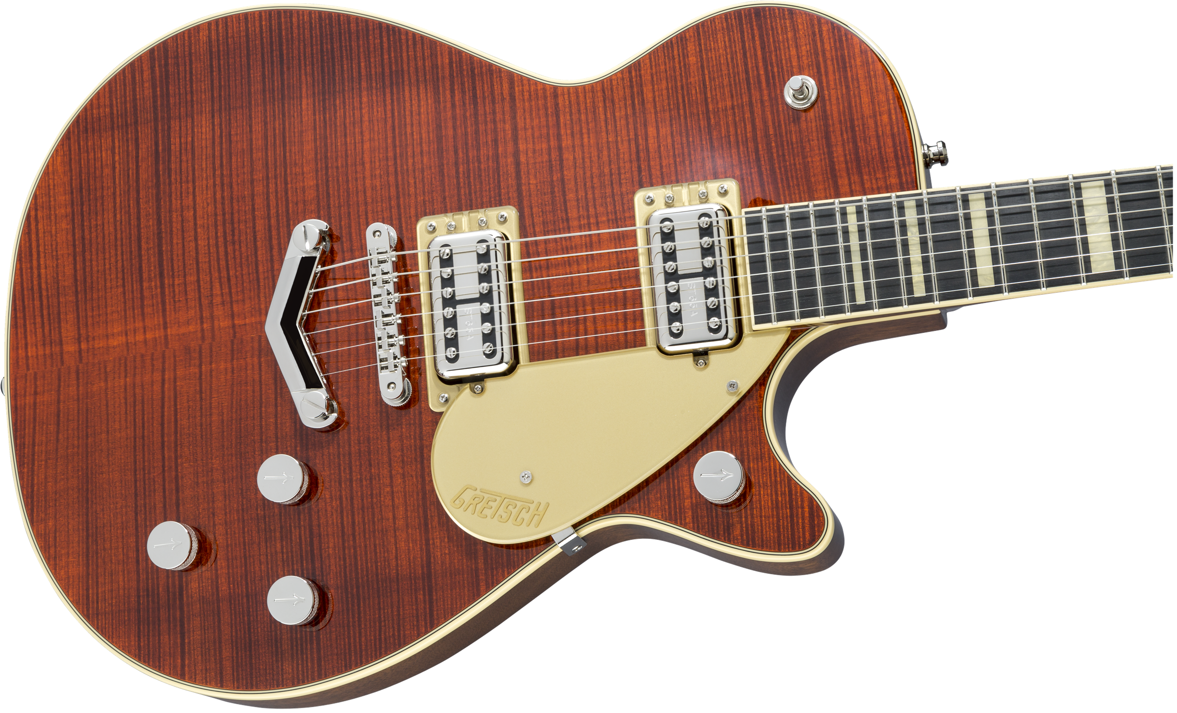 Gretsch G6228FM Players Edition Jet™ BT with V-Stoptail and Flame Maple, Ebony Fingerboard, Bourbon Stain