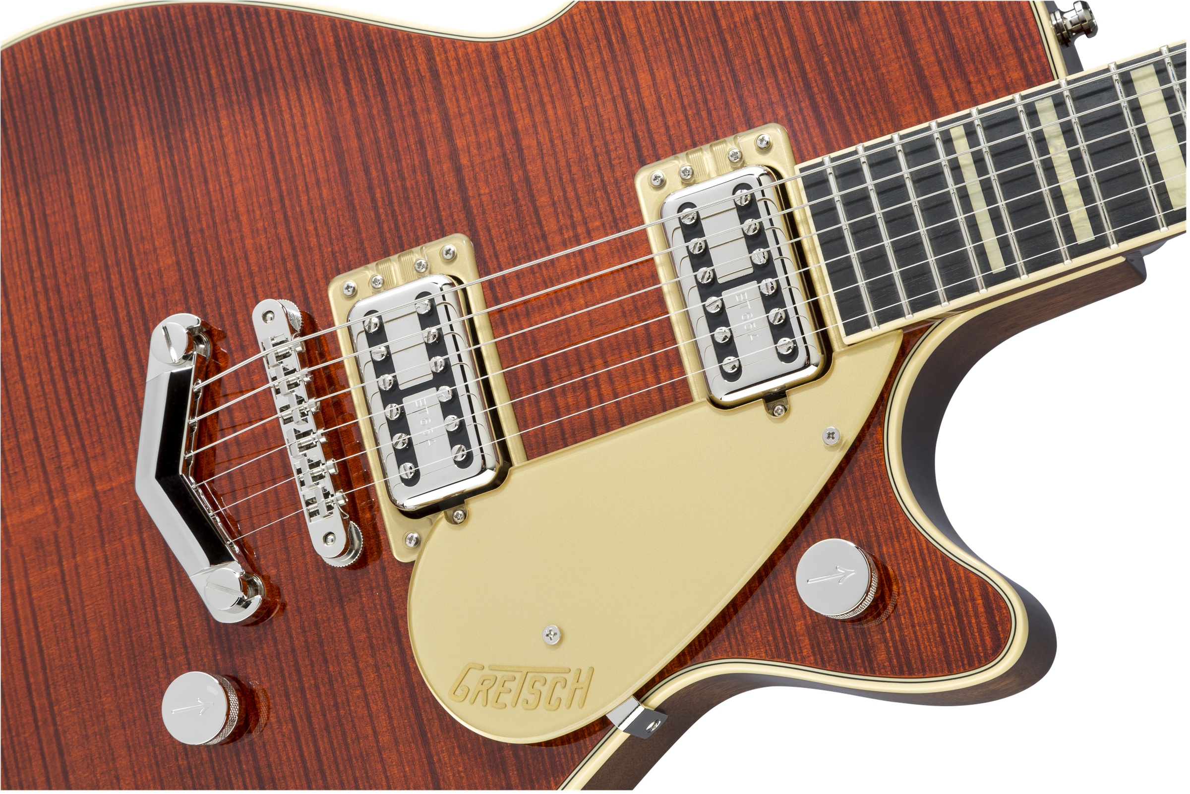 Gretsch G6228FM Players Edition Jet™ BT with V-Stoptail and Flame Maple, Ebony Fingerboard, Bourbon Stain
