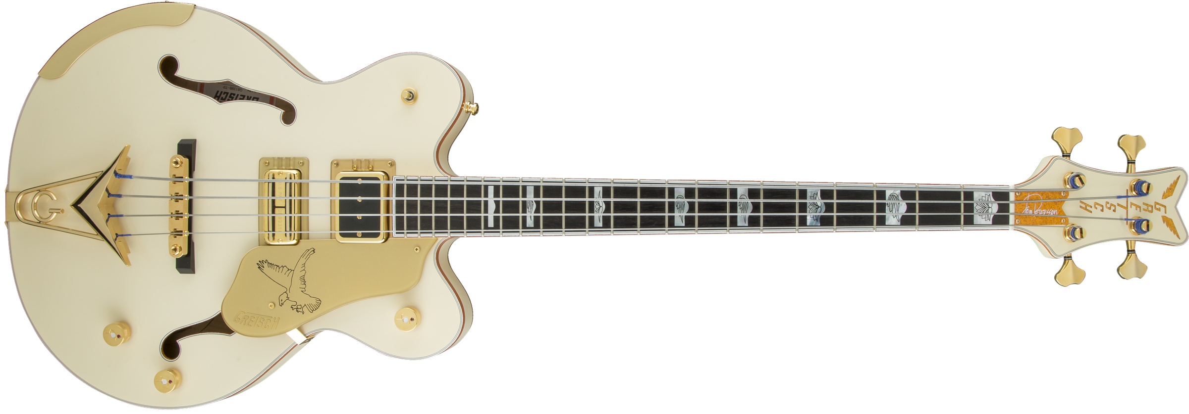 Gretsch G6136B-TP Tom Petersson Signature Falcon™ 4-String Bass with Cadillac Tailpiece, Rumble’Tron™ Pickup, Aged White Lacquer