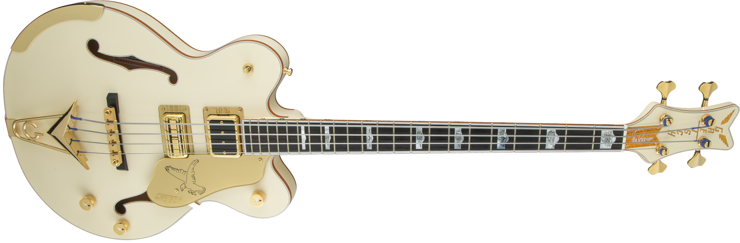 Gretsch G6136B-TP Tom Petersson Signature Falcon™ 4-String Bass with Cadillac Tailpiece, Rumble’Tron™ Pickup, Aged White Lacquer