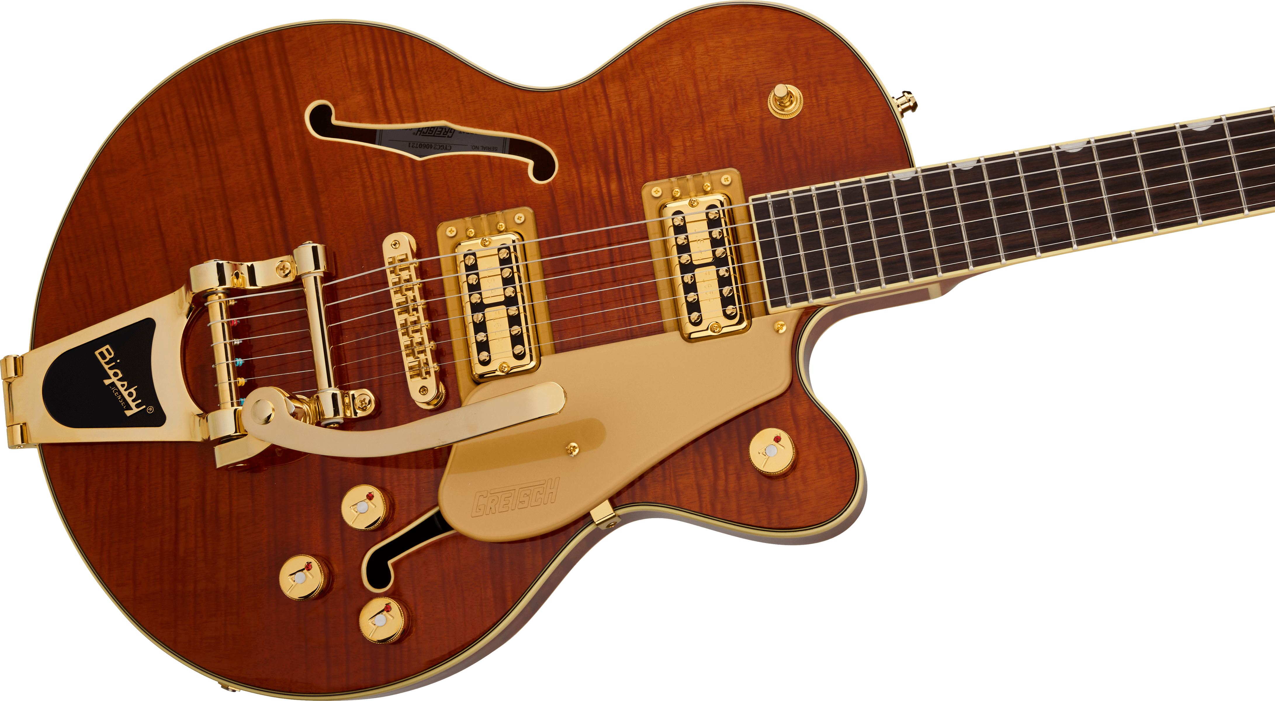 Gretsch Electromatic® LTD Flame Okoume Broadkaster® Jr. Single -Cut with Bigsby®, Rosewood Fingerboard, Roundup Orange