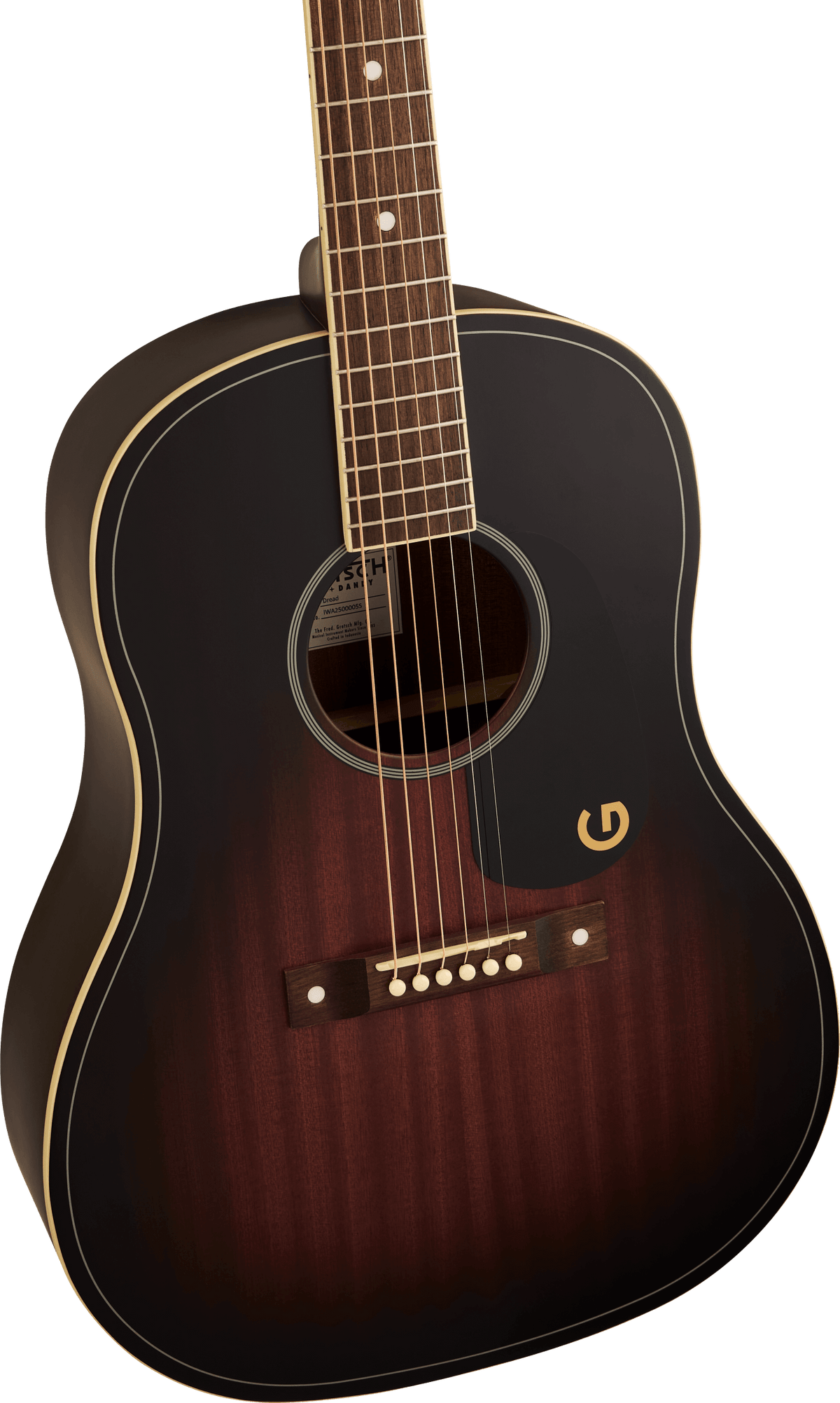 Gretsch Jim Dandy™ Dreadnought, Walnut Fingerboard, Black Pickguard, Deep Cherry Burst