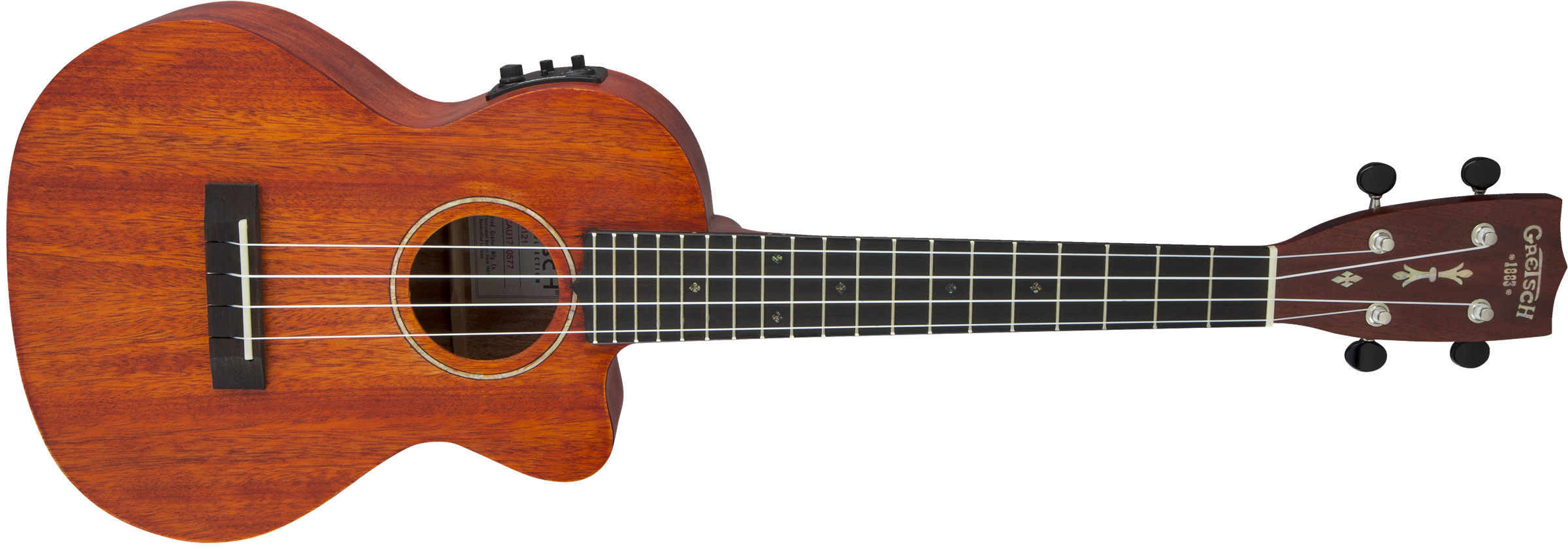 Gretsch G9121 A.C.E. Tenor Ukulele with Gig Bag, Ovangkol Fingerboard, Acoustic-Cutaway-Electric, Fishman® Kula Pickup, Honey Mahogany Stain