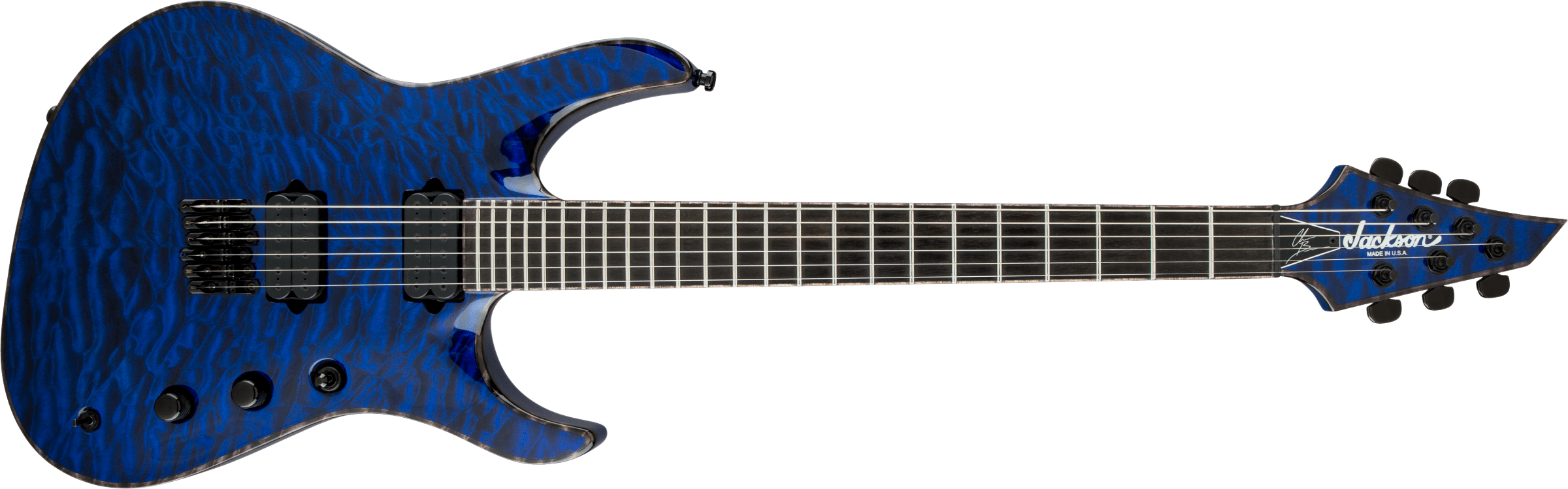 USA Signature Chris Broderick Soloist™ HT6. Ebony Fingerboard. Transparent Blue