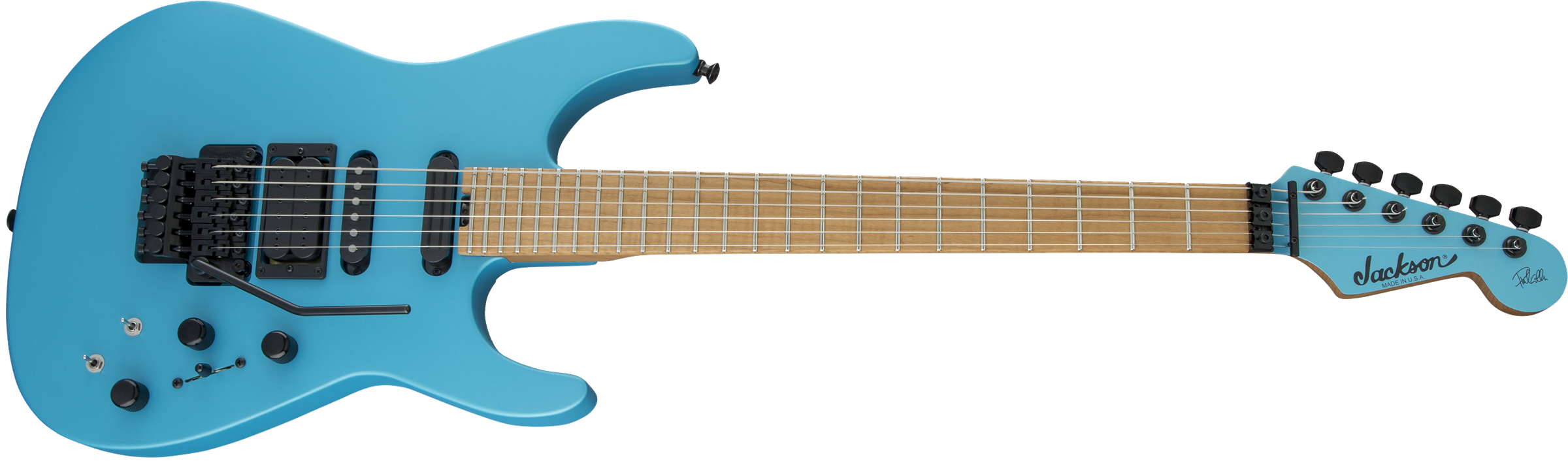 USA Signature Phil Collen PC1™ Matte, Caramelized Flame Maple Fingerboard, Matte Blue Frost