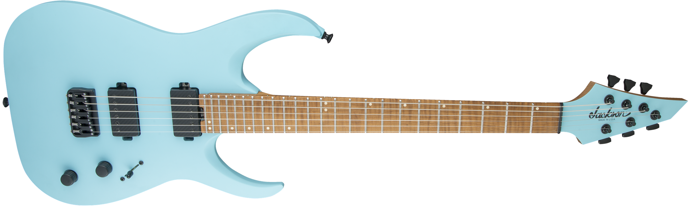 USA Signature Misha Mansoor Juggernaut HT6, Caramelized Flame Maple Fingerboard, Satin Daphne Blue