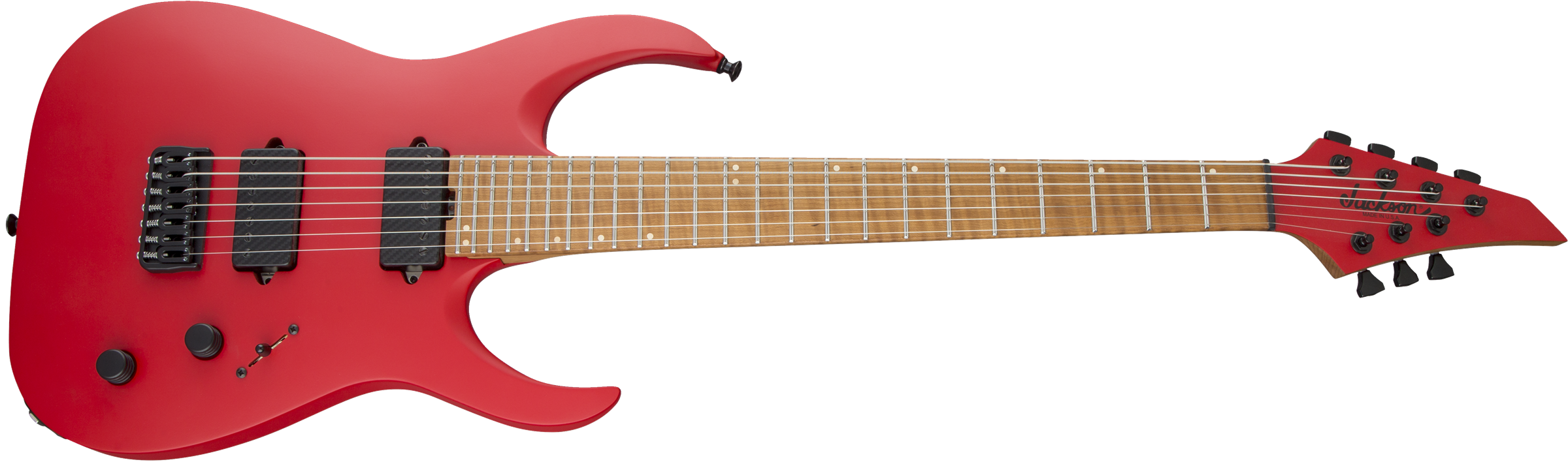 USA Signature Misha Mansoor Juggernaut HT7, Caramelized Flame Maple Fingerboard, Satin Red