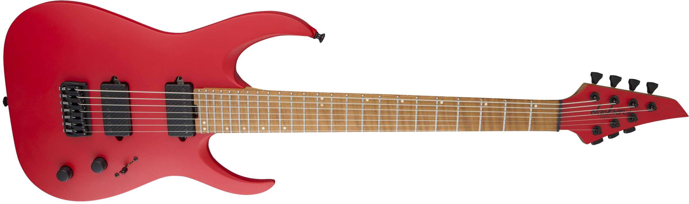 USA Signature Misha Mansoor Juggernaut HT7, Caramelized Flame Maple Fingerboard, Satin Red