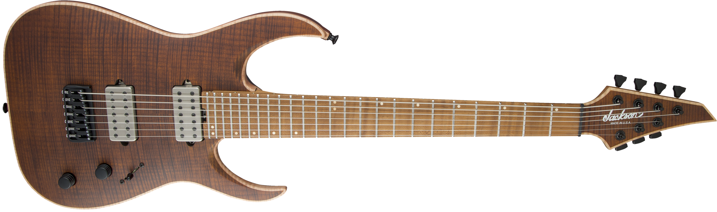 USA Signature Misha Mansoor Juggernaut HT7FM, Caramelized Flame Maple Fingerboard, Satin Amber Tiger Eye