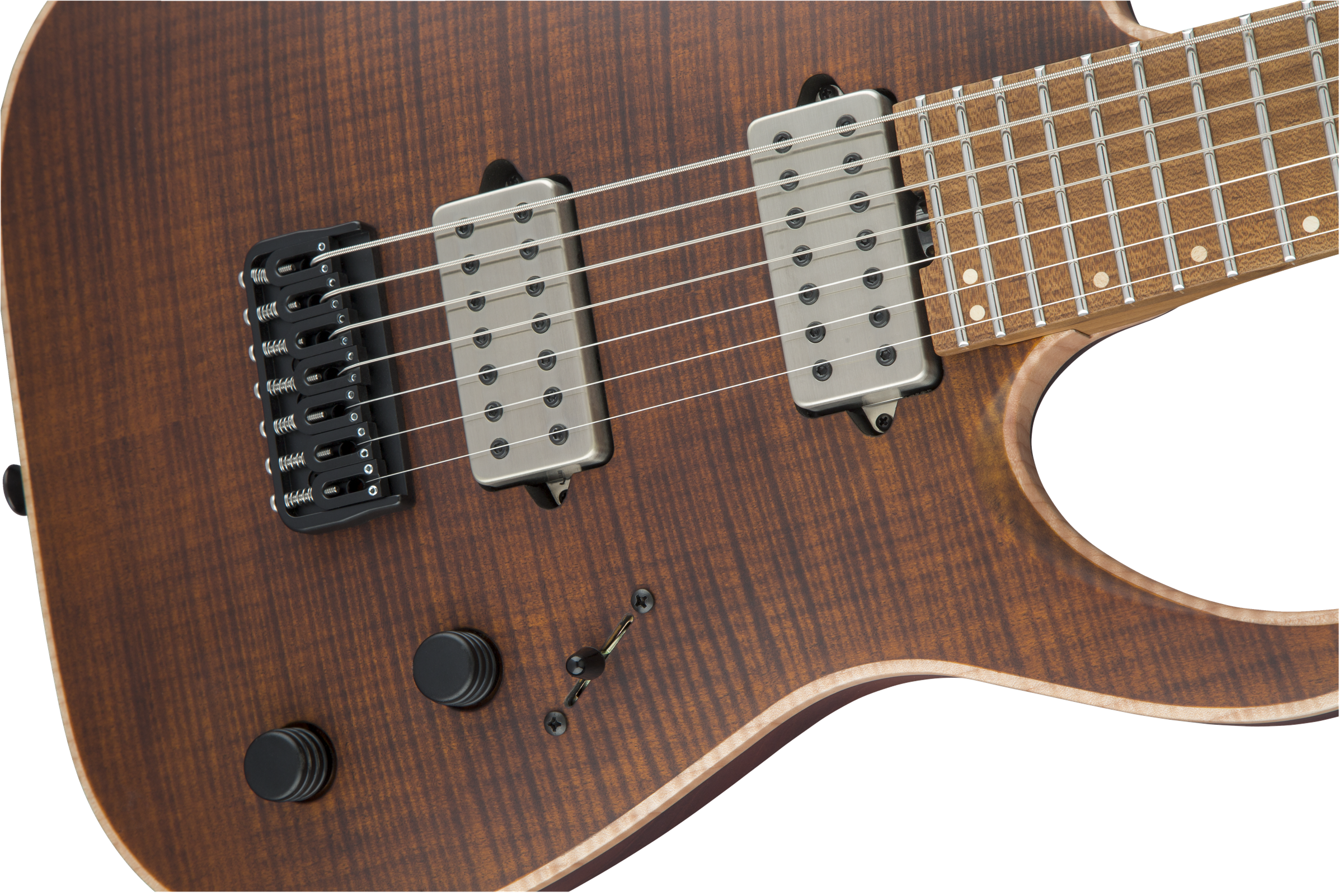 USA Signature Misha Mansoor Juggernaut HT7FM, Caramelized Flame Maple Fingerboard, Satin Amber Tiger Eye