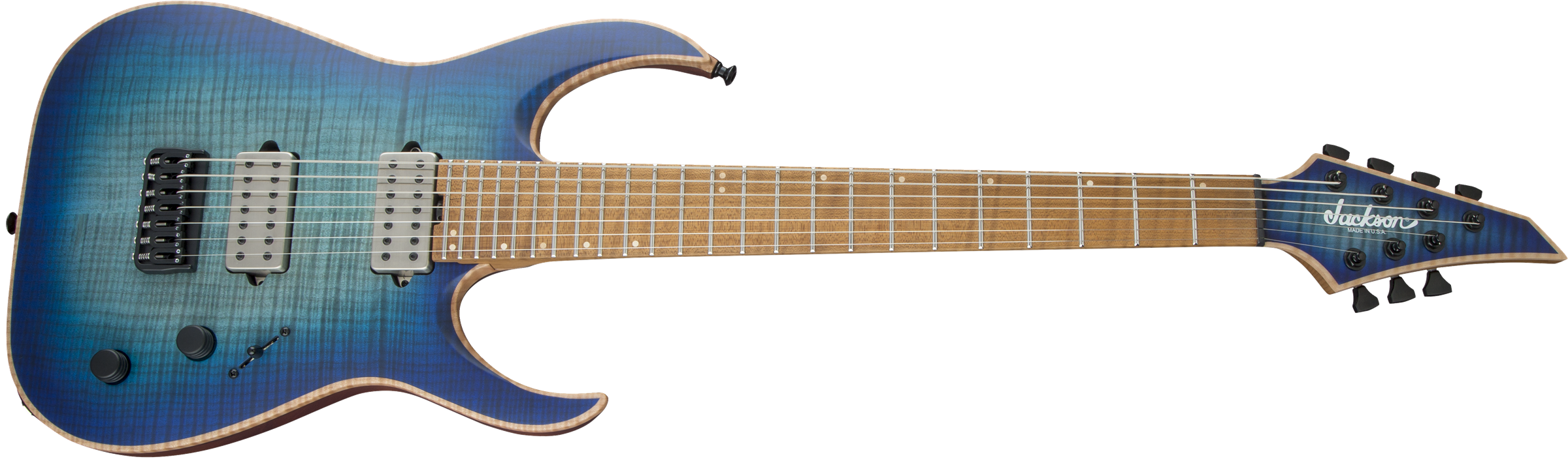 USA Signature Misha Mansoor Juggernaut HT7FM, Caramelized Flame Maple Fingerboard, Satin Laguna Burst