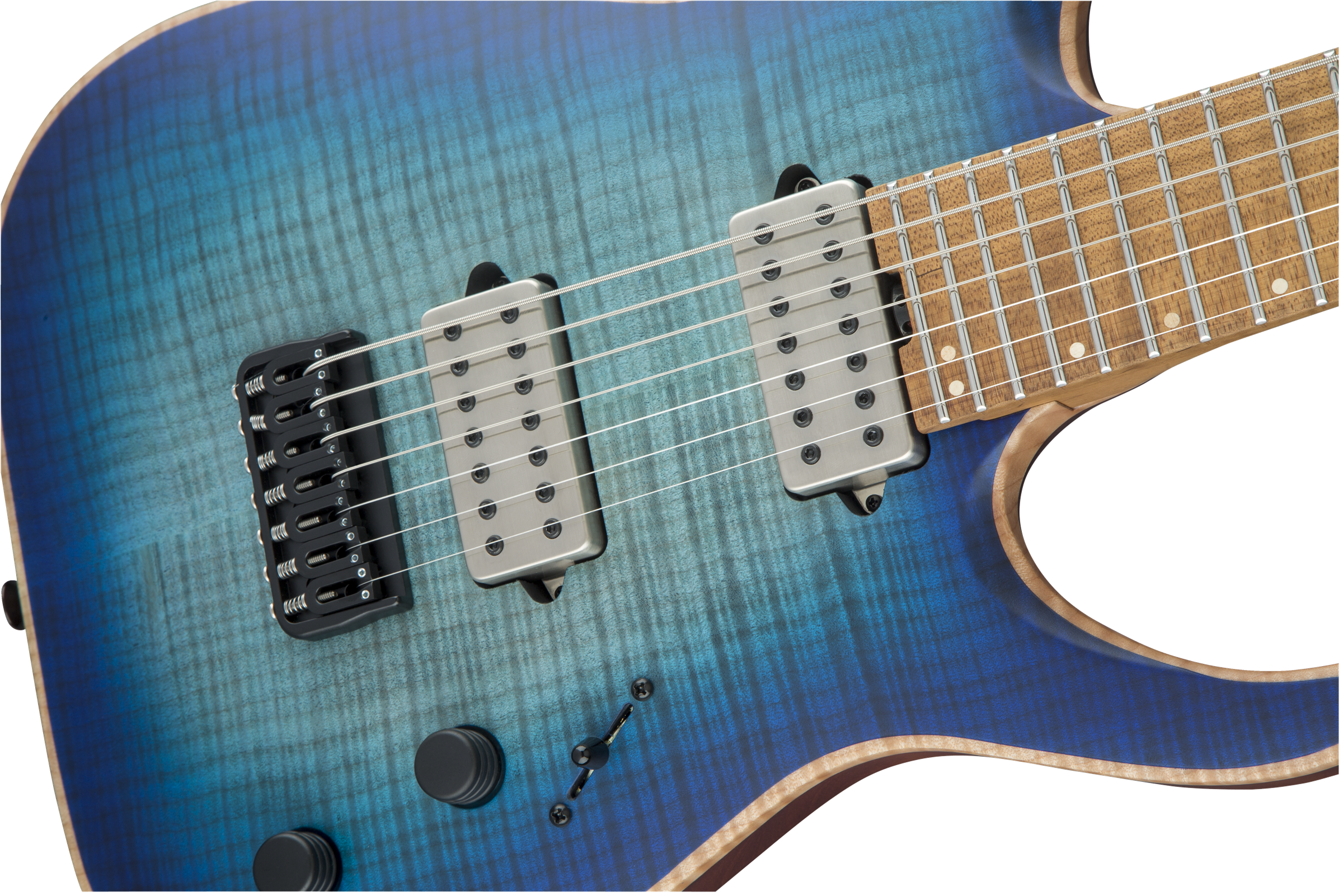 USA Signature Misha Mansoor Juggernaut HT7FM, Caramelized Flame Maple Fingerboard, Satin Laguna Burst