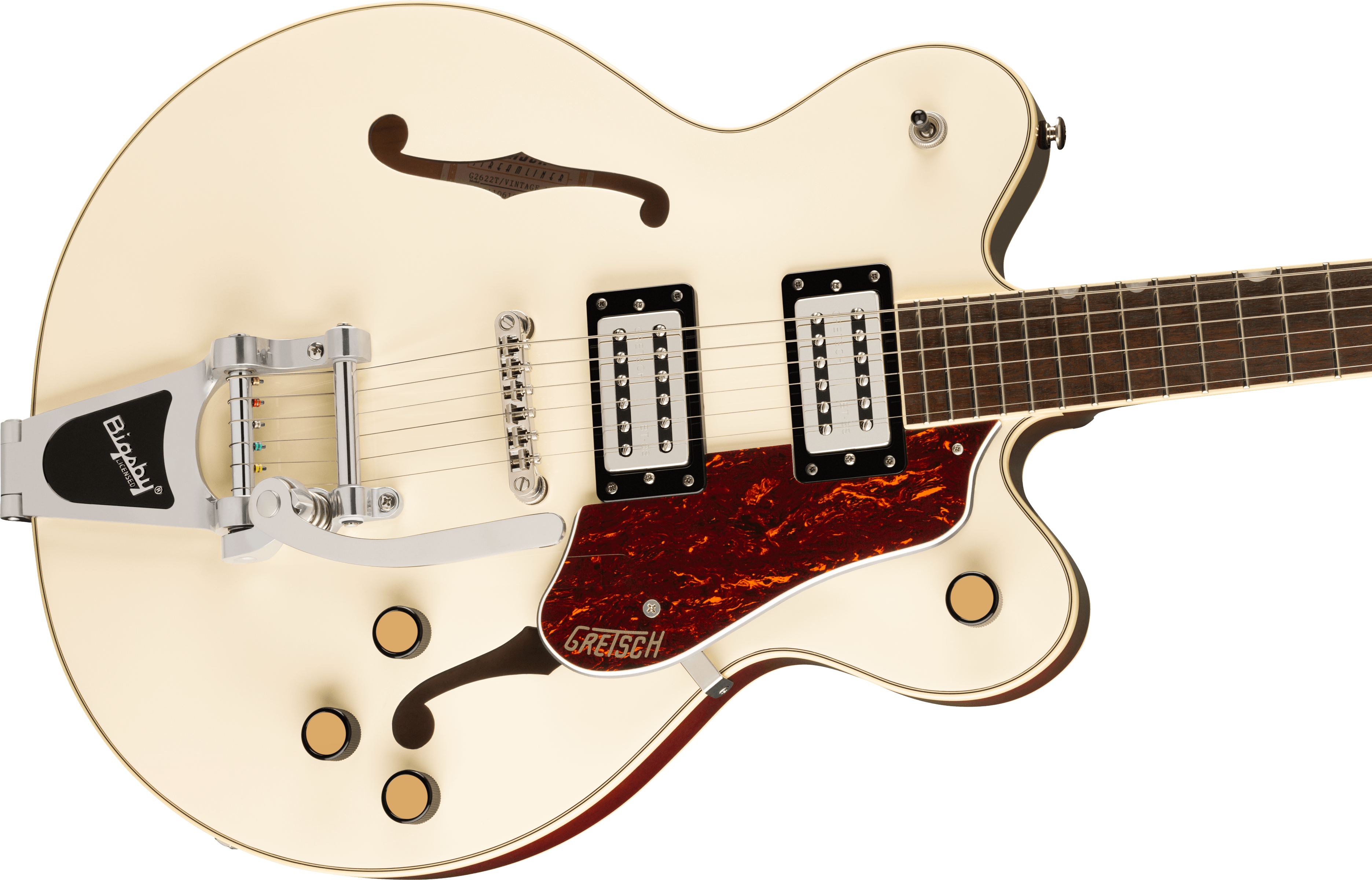 Gretsch G2622T Streamliner™ Center Block Double-Cut with Bigsby®, Laurel Fingerboard, Broad’Tron™ BT-3S Pickups, Vintage White