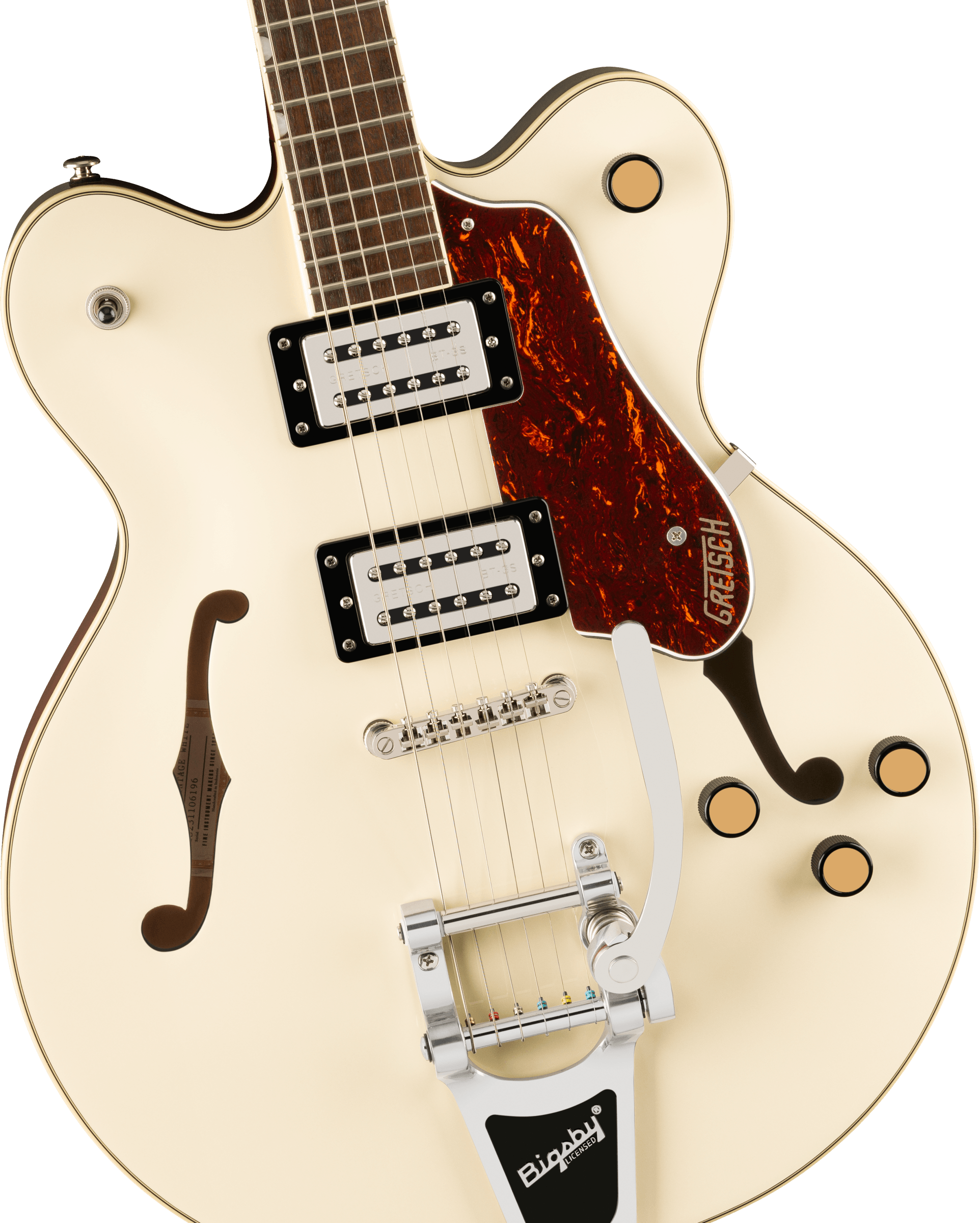 Gretsch G2622T Streamliner™ Center Block Double-Cut with Bigsby®, Laurel Fingerboard, Broad’Tron™ BT-3S Pickups, Vintage White