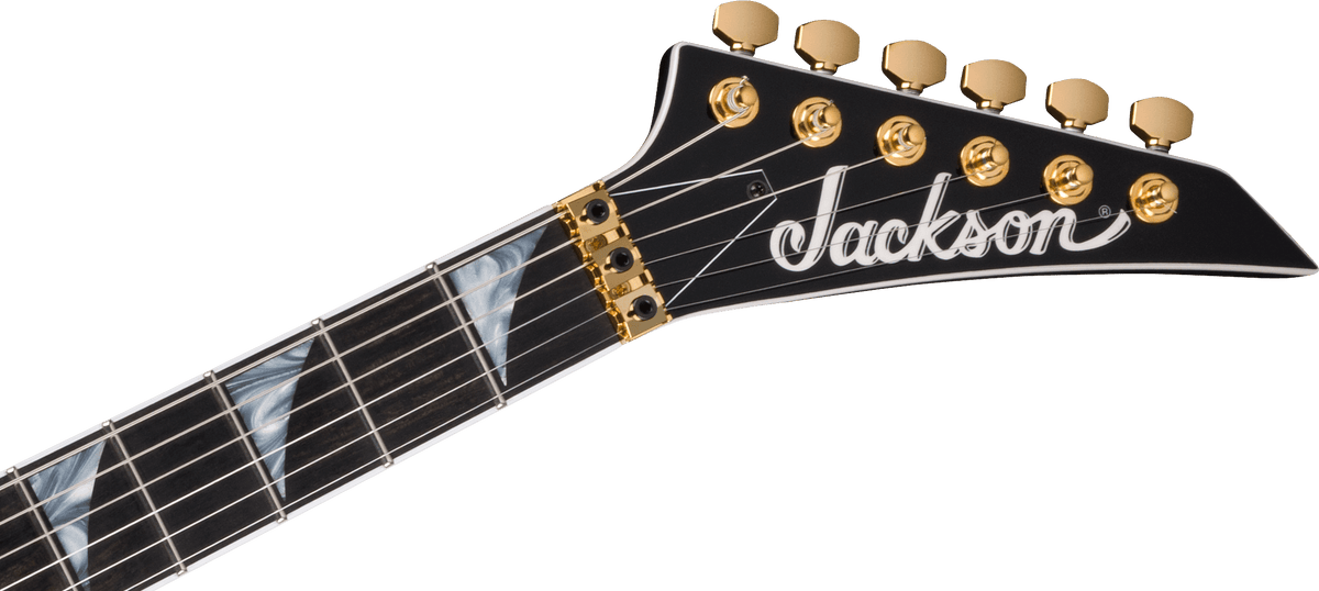 Jackson MJ Series Rhoads RR24MG, Ebony Fingerboard, Black with Yellow Pinstripes