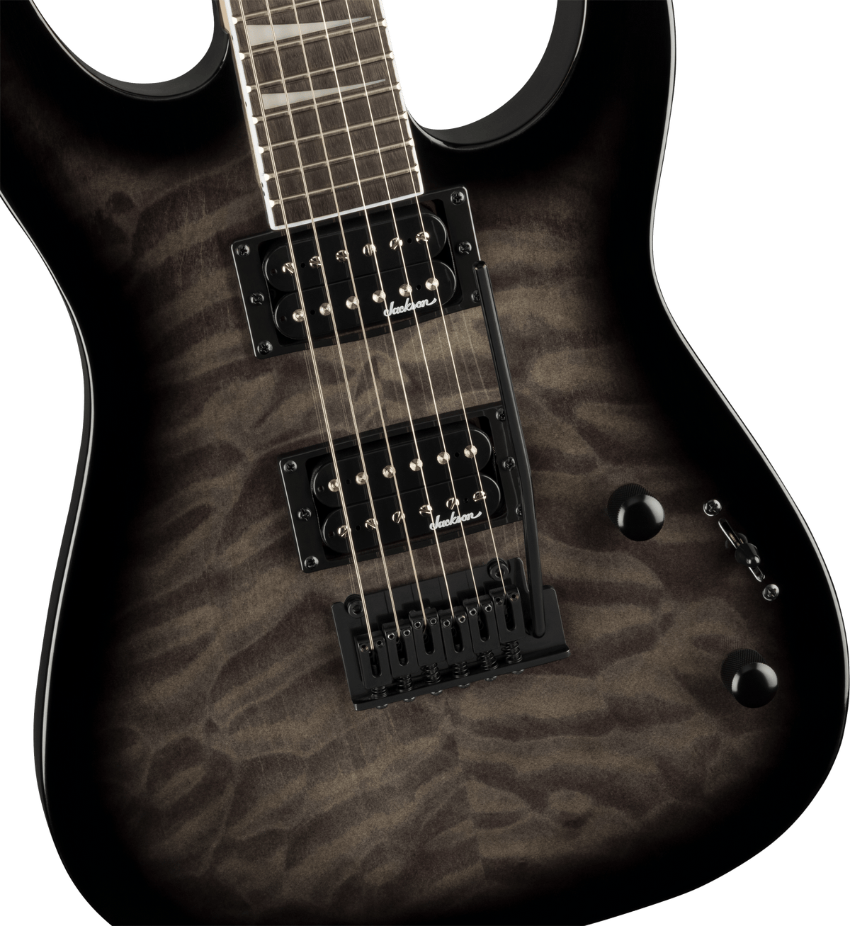 Jackson JS Series Dinky® JS20 DKQ 2PT, Amaranth Fingerboard, Transparent Black Burst