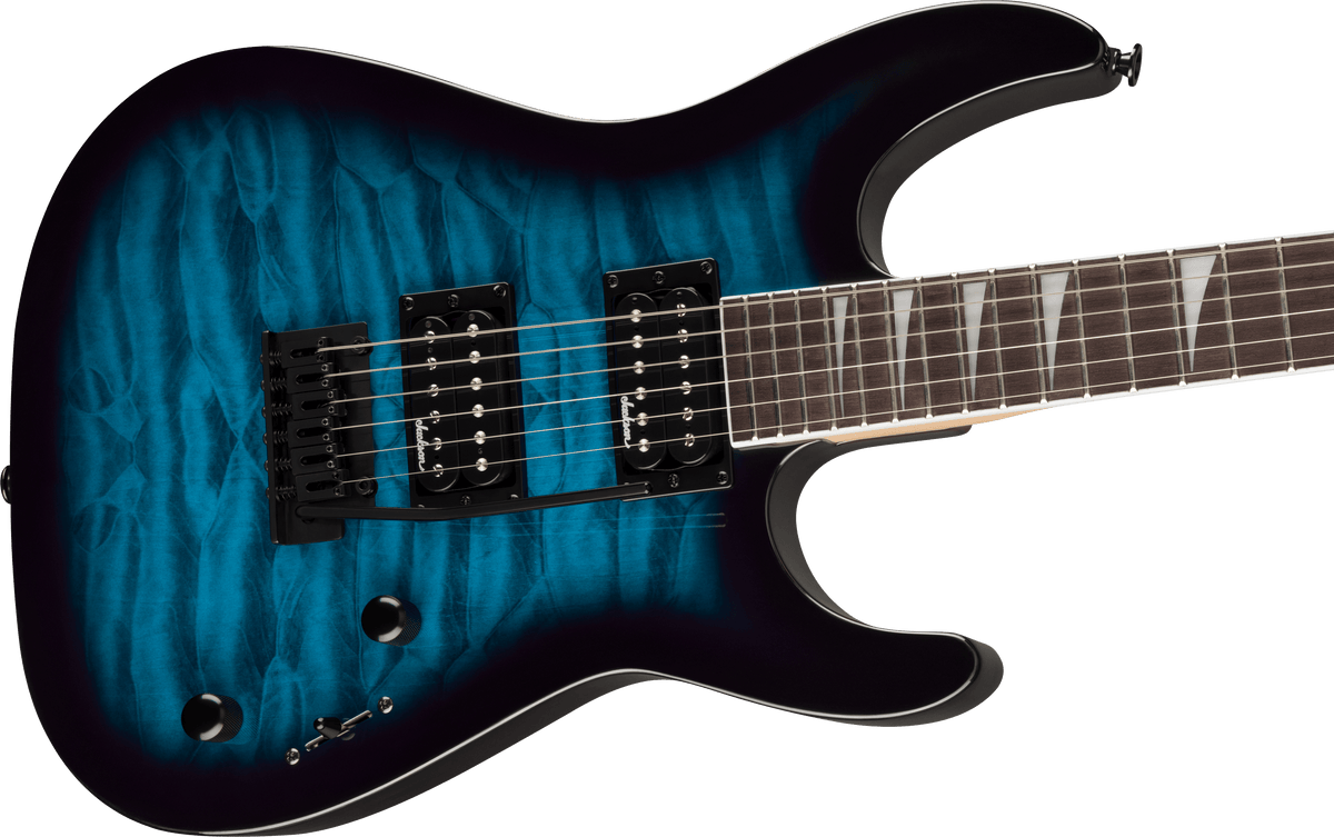 Jackson JS Series Dinky® JS20 DKQ 2PT, Amaranth Fingerboard, Transparent Blue Burst