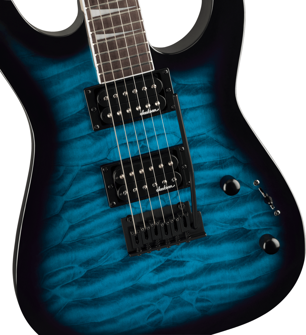 Jackson JS Series Dinky® JS20 DKQ 2PT, Amaranth Fingerboard, Transparent Blue Burst