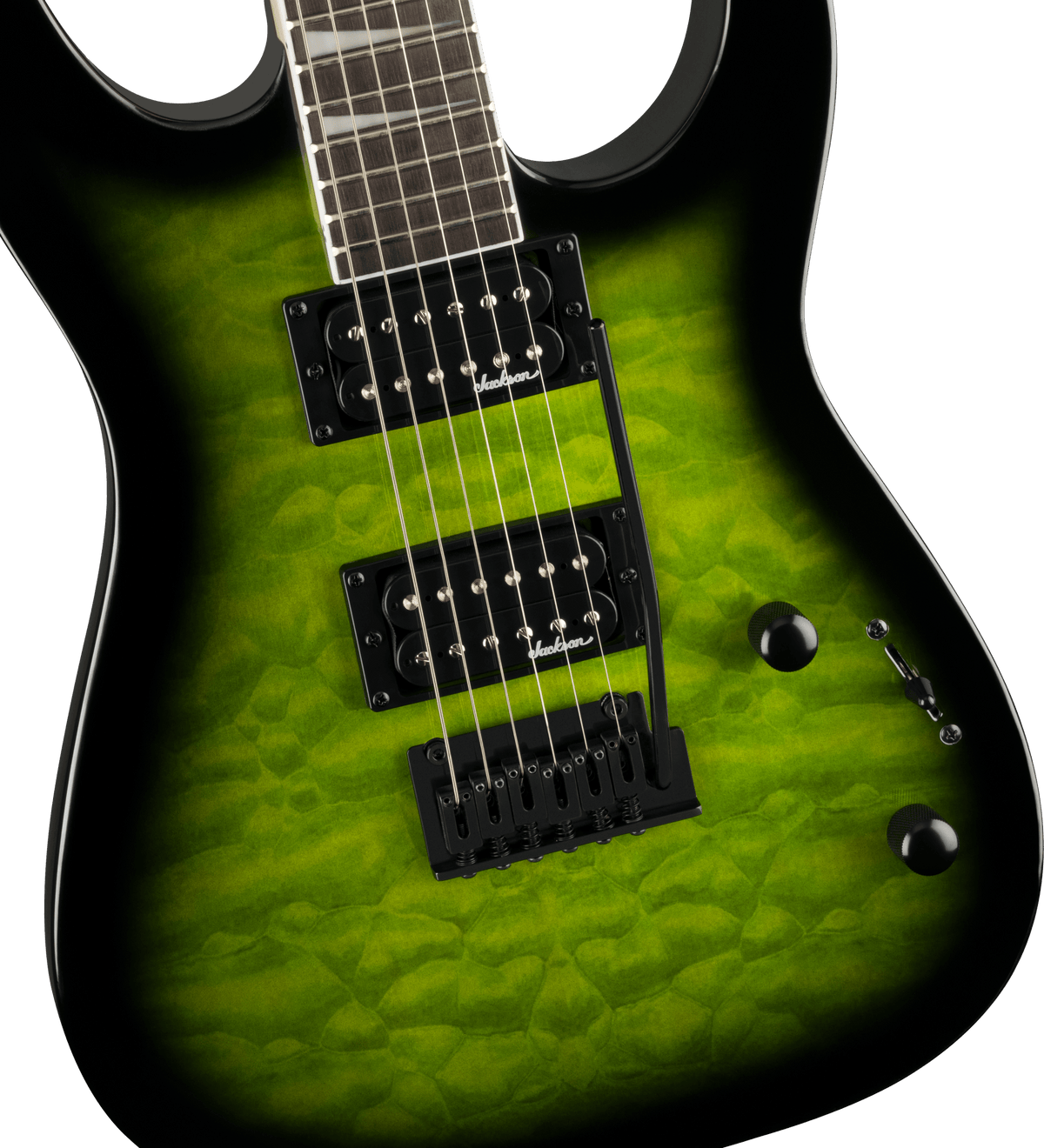 Jackson JS Series Dinky® JS20 DKQ 2PT, Amaranth Fingerboard, Transparent Green Burst