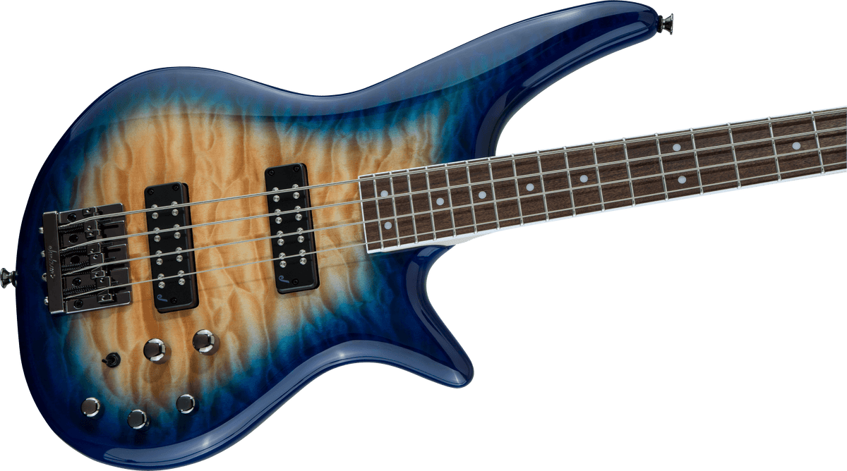Jackson JS Series Spectra Bass JS3Q, Laurel Fingerboard, Amber Blue Burst