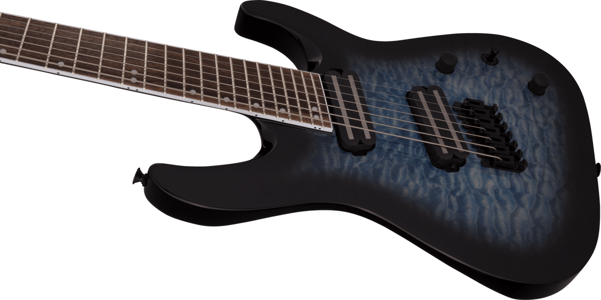 Jackson X Series Soloist™ Arch Top SLATX7Q MS, Laurel Fingerboard, Multi-Scale, Transparent Blue Burst