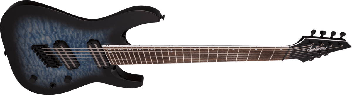 Jackson X Series Soloist™ Arch Top SLATX7Q MS, Laurel Fingerboard, Multi-Scale, Transparent Blue Burst