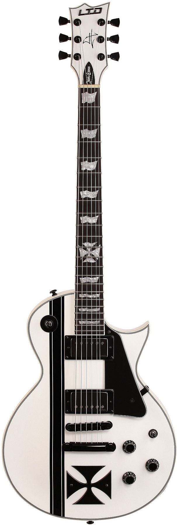 ESP Guitars LIRONCROSSSW James Hetfield Signature Iron Cross 6-String RH Electric Guitar with Case-Snow White l-iron-cross-sw