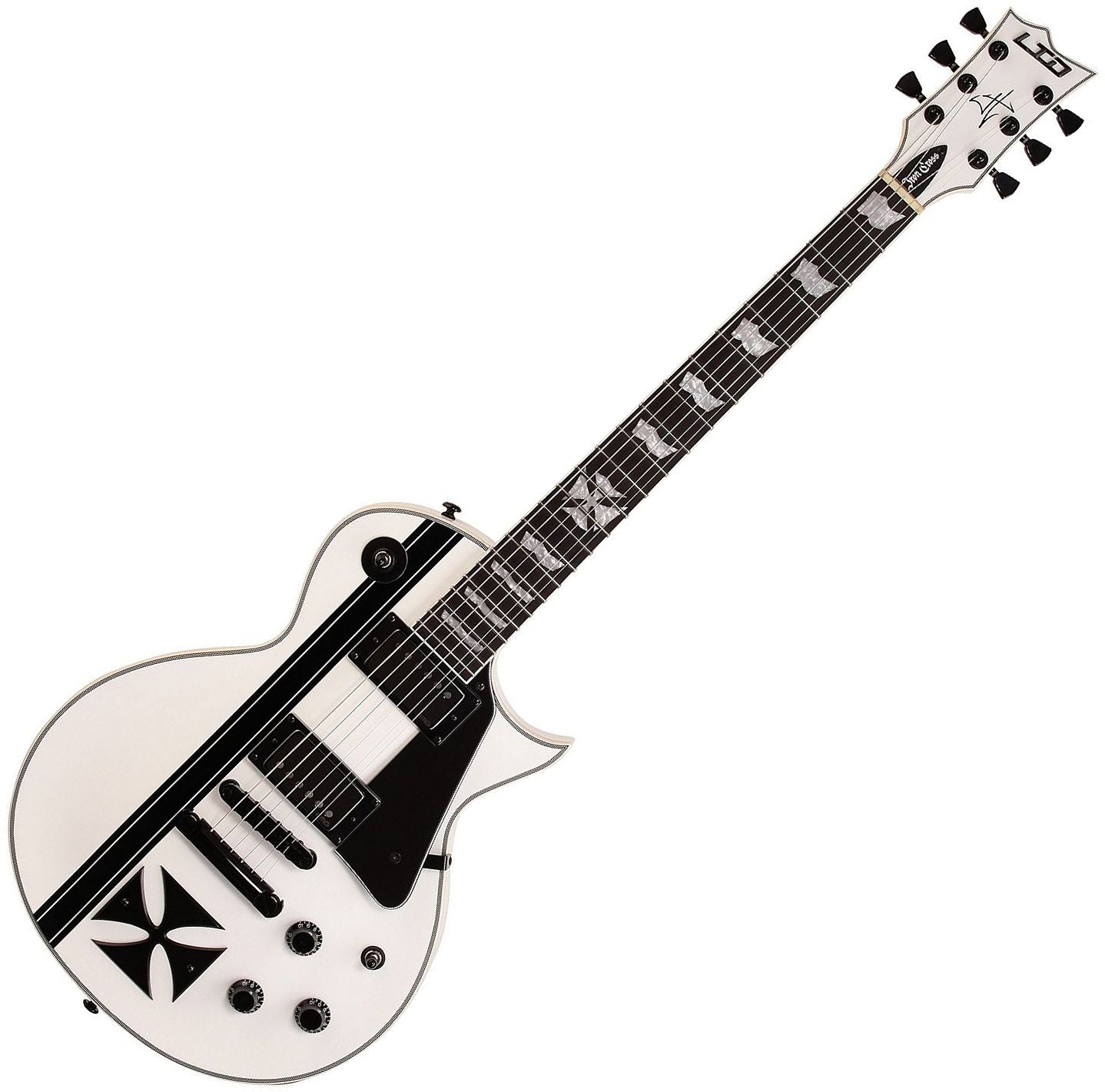 ESP Guitars LIRONCROSSSW James Hetfield Signature Iron Cross 6-String RH Electric Guitar with Case-Snow White l-iron-cross-sw