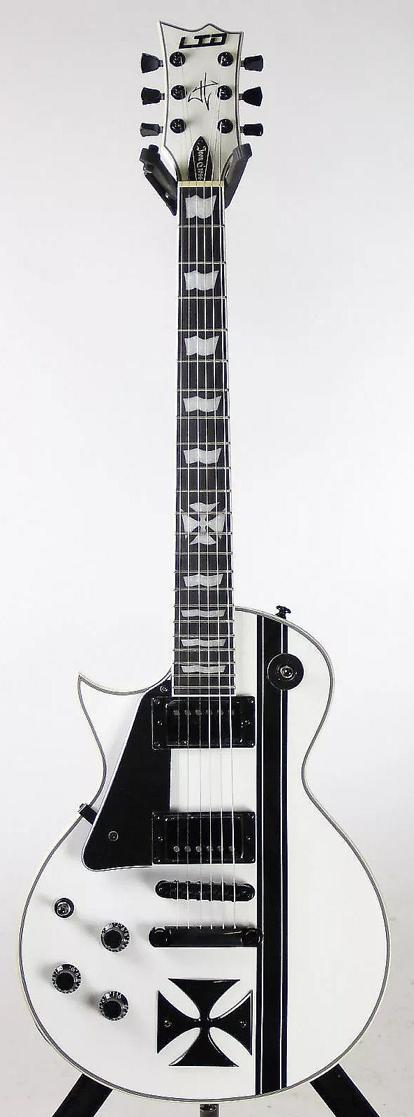 ESP Guitars LIRONCROSSSWLH James Hetfield Signature Iron Cross 6-String LH Electric Guitar with Case-Snow White l-iron-cross-sw-lh