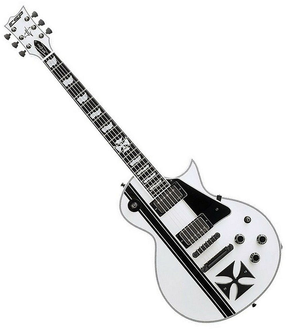 ESP Guitars LIRONCROSSSWLH James Hetfield Signature Iron Cross 6-String LH Electric Guitar with Case-Snow White l-iron-cross-sw-lh