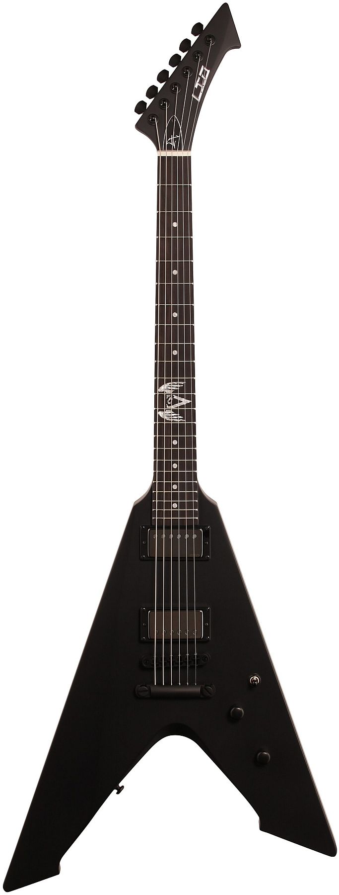 ESP Guitars LVULTUREBLKS James Hetfield Signature LTD Vulture 6-String RH Electric Guitar with Case-Black Satin l-vulture-blks