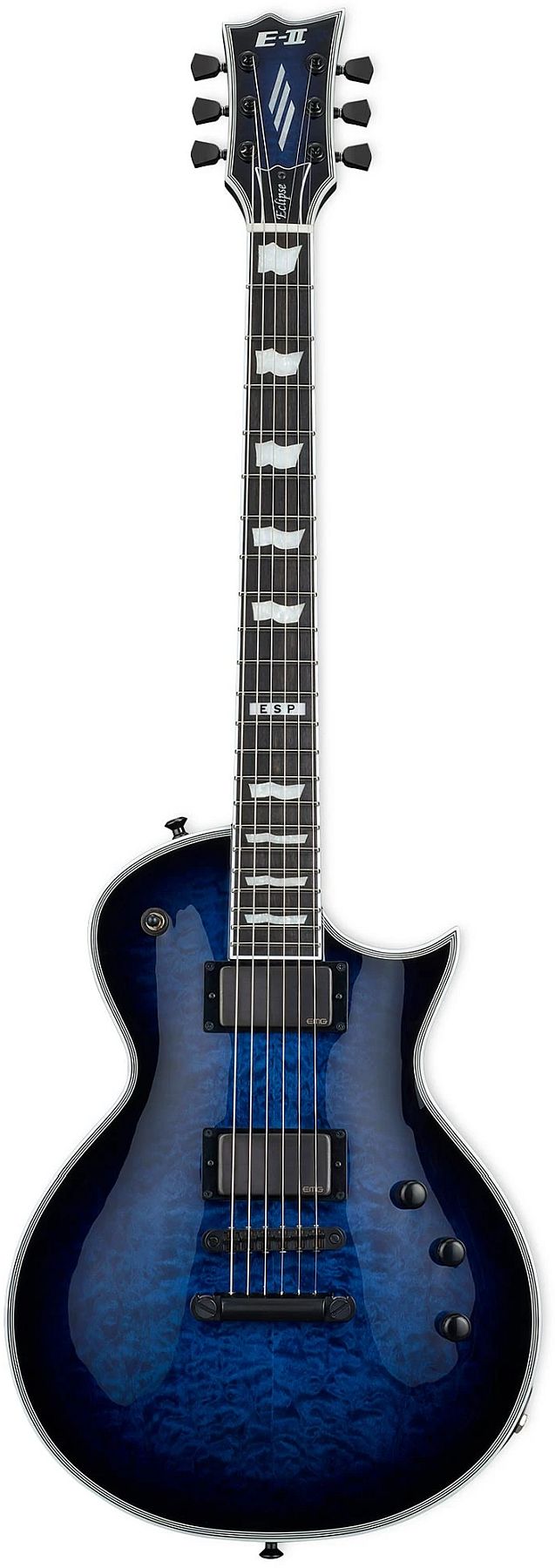 ESP Guitars EIIECQMRDB E-II Eclipse QM 6-String RH Electric Guitar with Case-Reindeer Blue