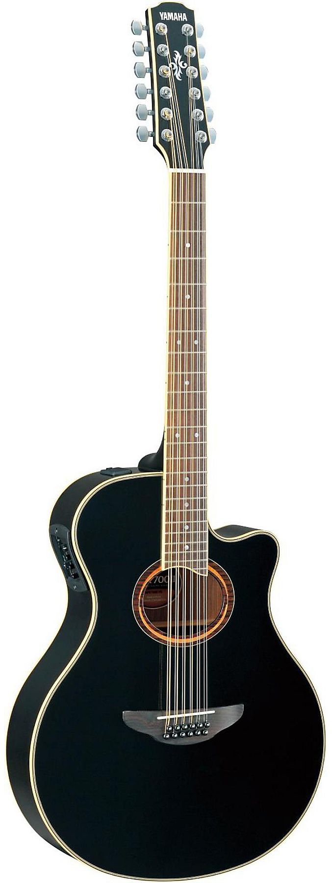 Yamaha APX700II-12 BL Thin-Line 12-String RH Acoustic Electric Guitar-Black
