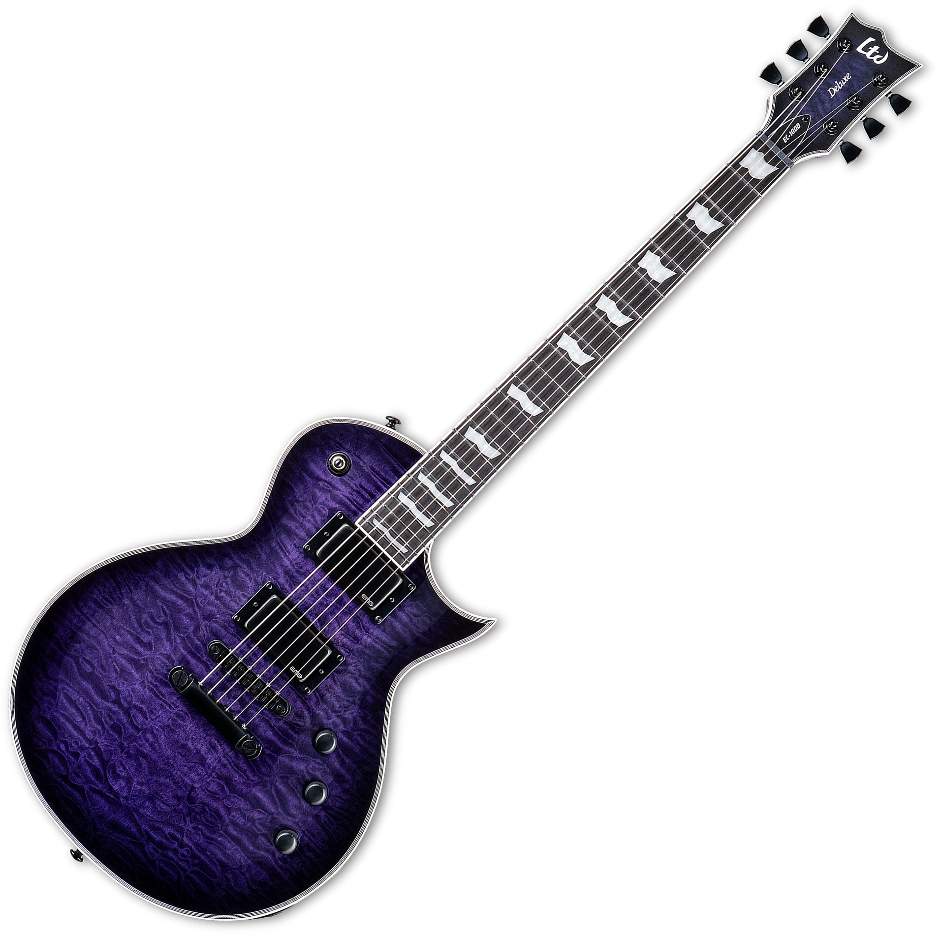 ESP Guitars LEC1000QMSTPSB 6-String RH EC-1000 Electric Guitar – See Thru Purple Sunburst lec-1000-qmstpsb