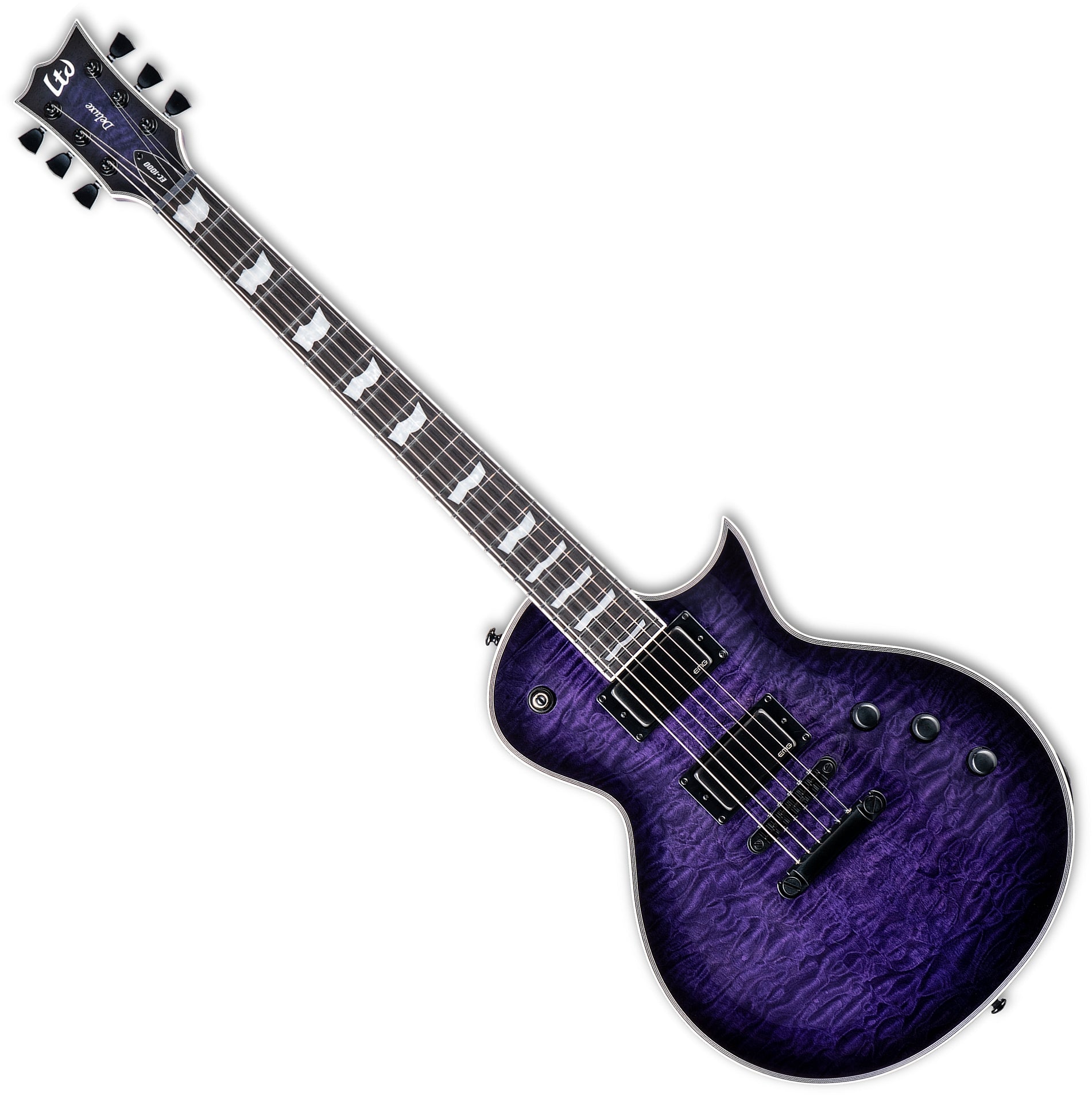 ESP Guitars LEC1000QMSTPSBLH 6-String LH EC-1000 Electric Guitar – See Thru Purple Sunburst lec-1000-qmstpsblh