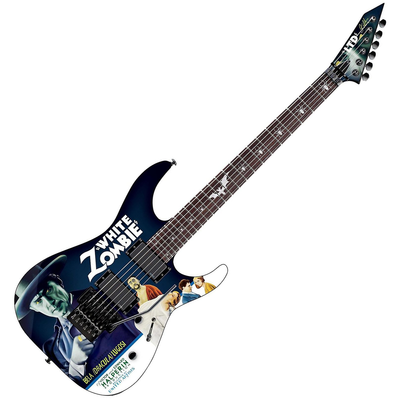 ESP Guitars LKHWZ LTD KH-WZ Kirk Hammett Signature White Zombie 6-String RH Electric Guitar with Case-Black with Graphic lkhwz