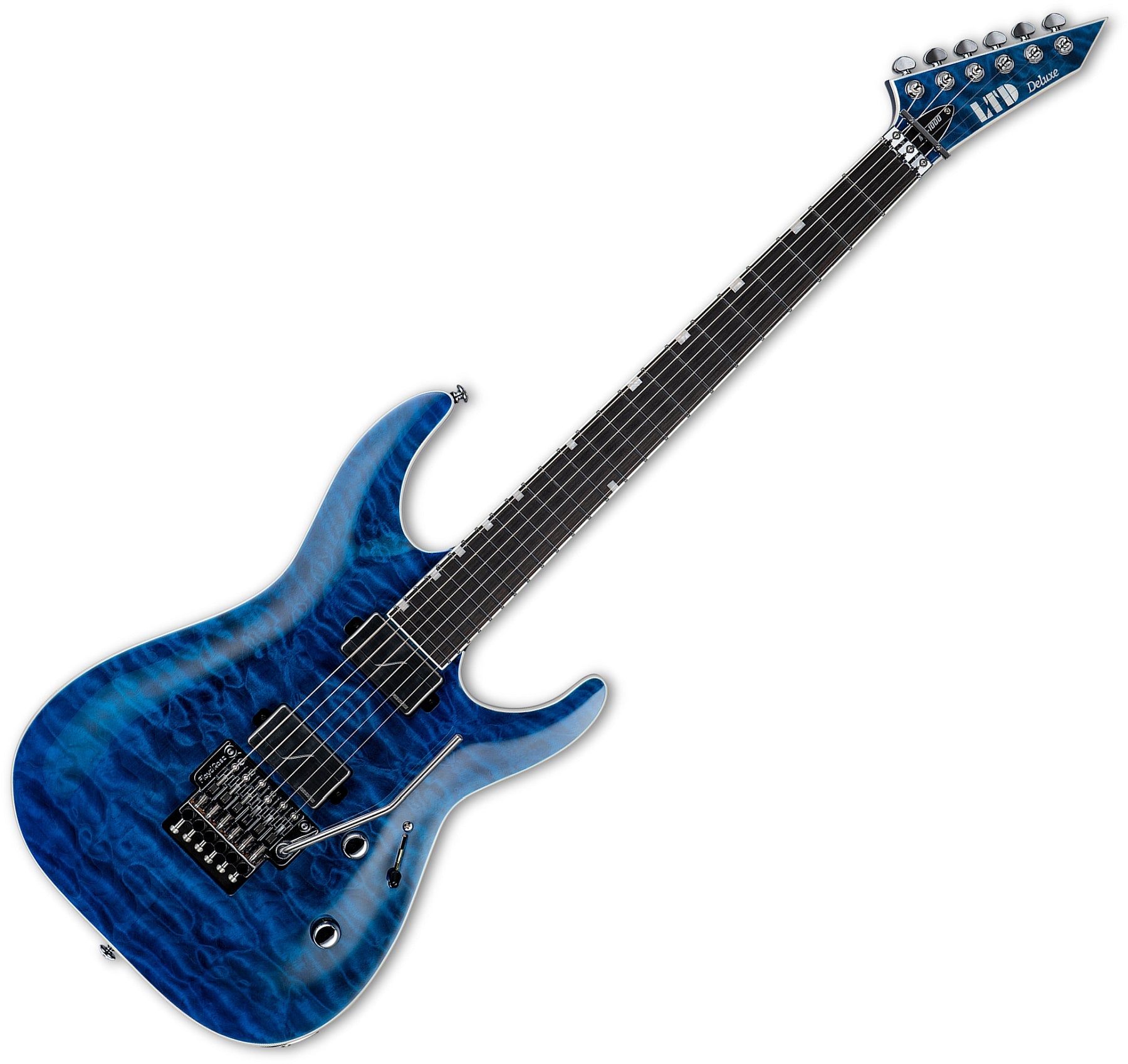 ESP Guitars LMH1000QMBLKOC 6-String RH LTD MH-1000 QM Electric Guitar - Black Ocean lmh-1000-qmblkoc