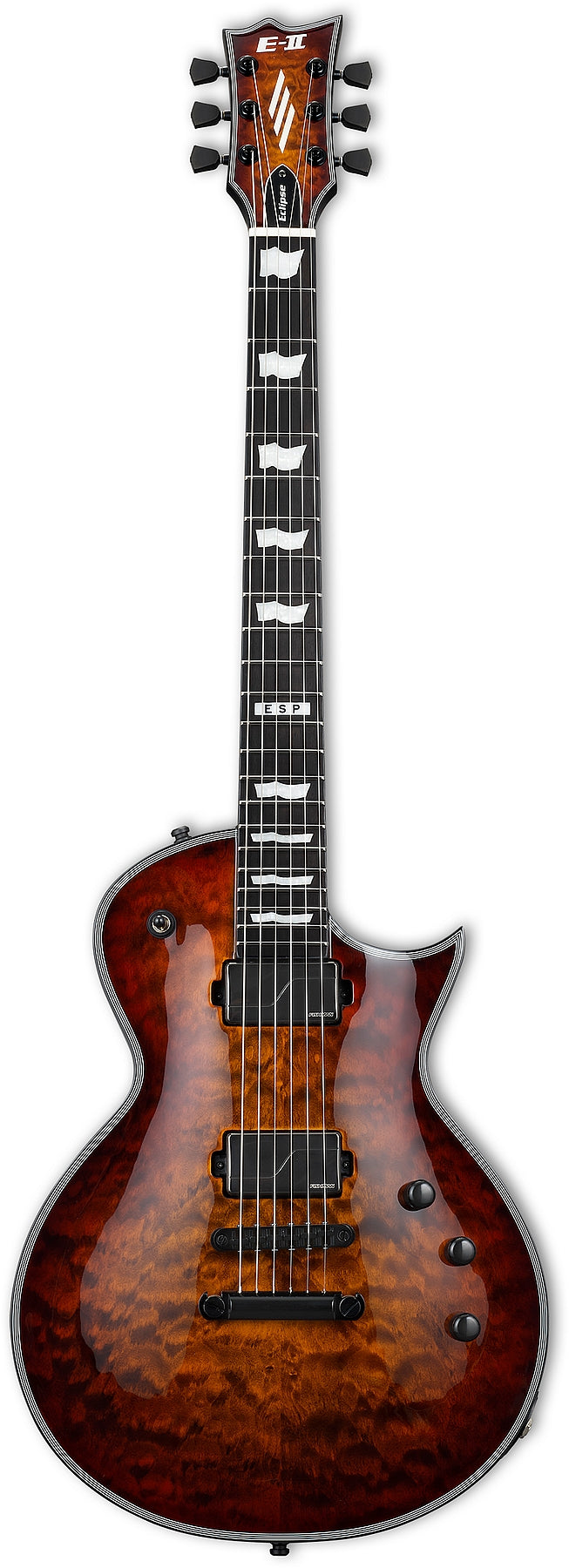 ESP Guitars EIIECQMTESB 6 String RH E-II Eclipse Series Electric Guitar - Tiger Eye Sunburst