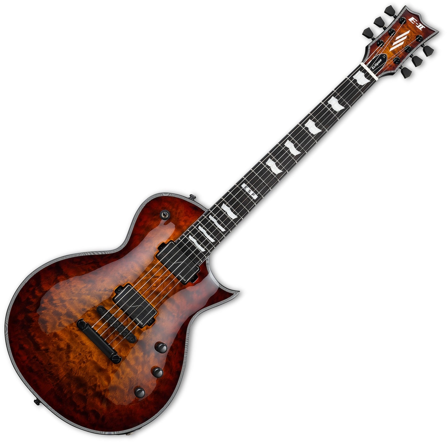 ESP Guitars EIIECQMTESB 6 String RH E-II Eclipse Series Electric Guitar - Tiger Eye Sunburst