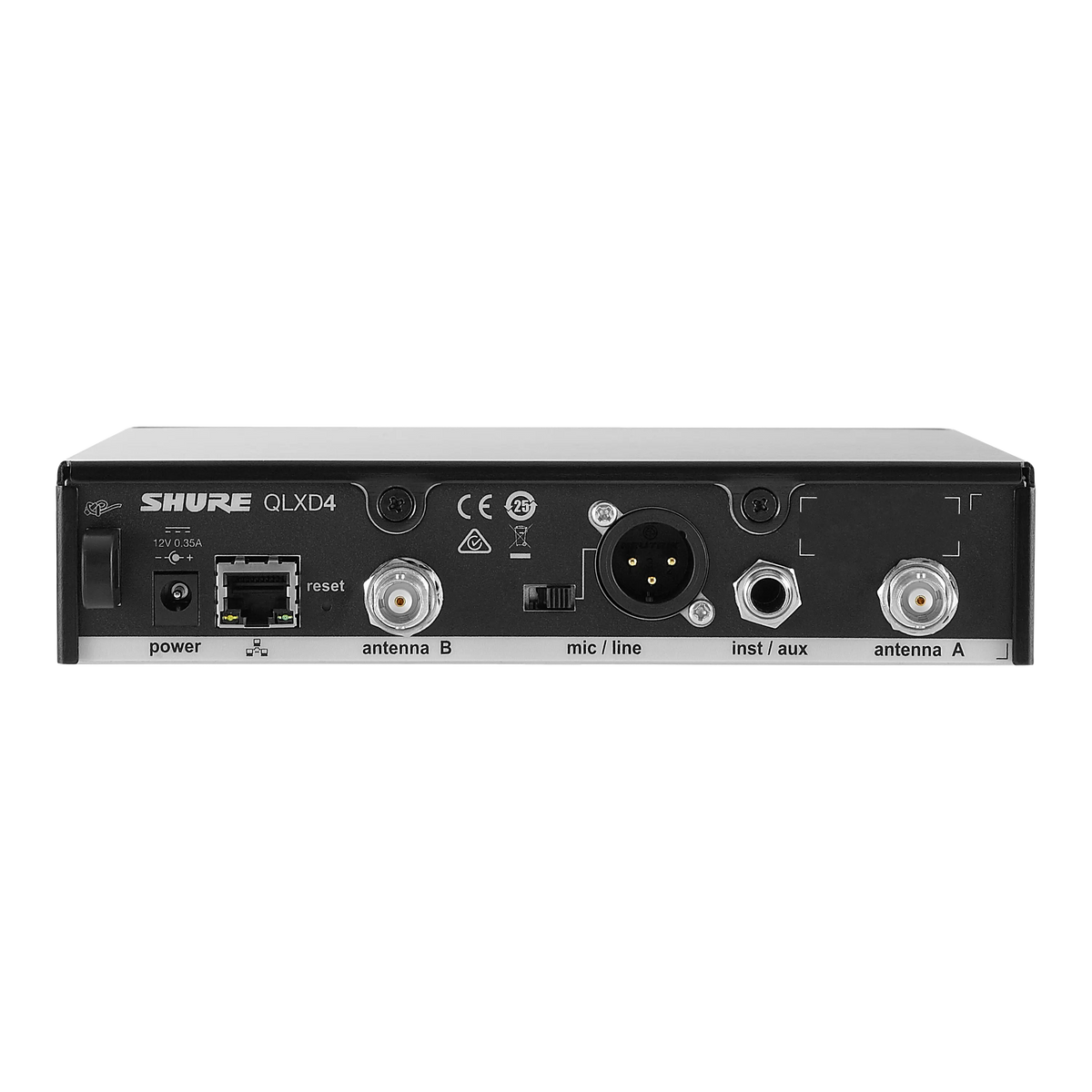 Shure QLXD4-V50 - Single QLX-D Wireless Receiver with PS24 & 1/4 Wave Antennas - product view 2