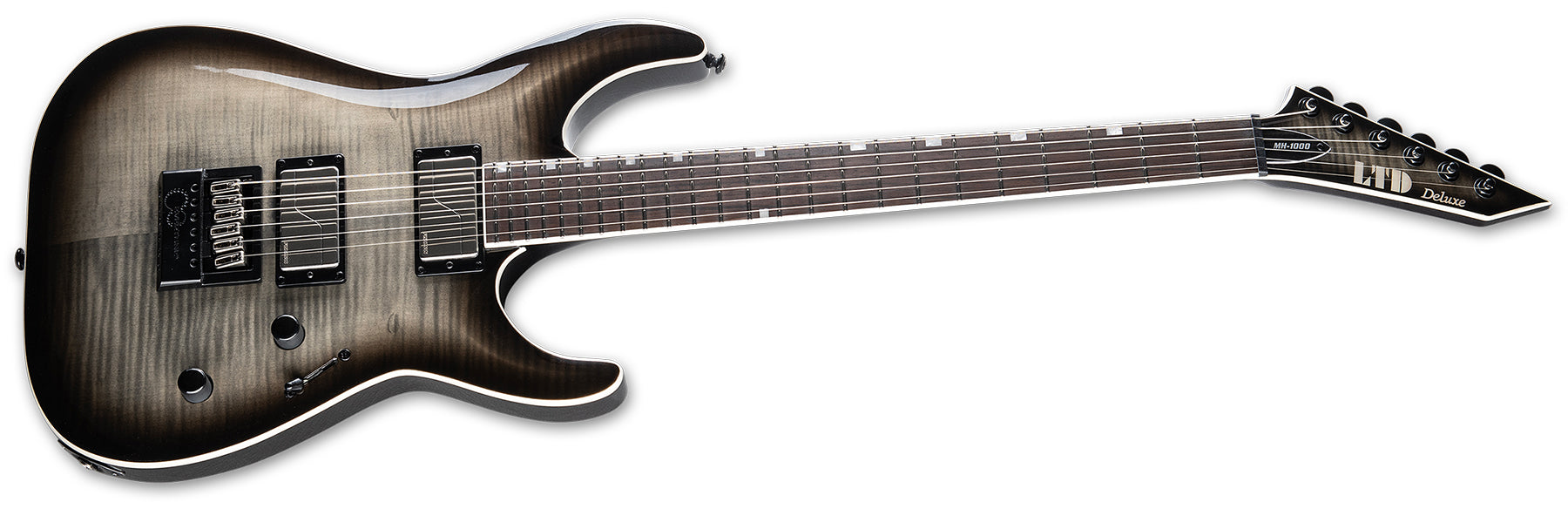 ESP Guitars LMH1000ETFMCHB MH-1000 Evertune LTD Deluxe 6 String RH Electric Guitar - Charcoal Burst