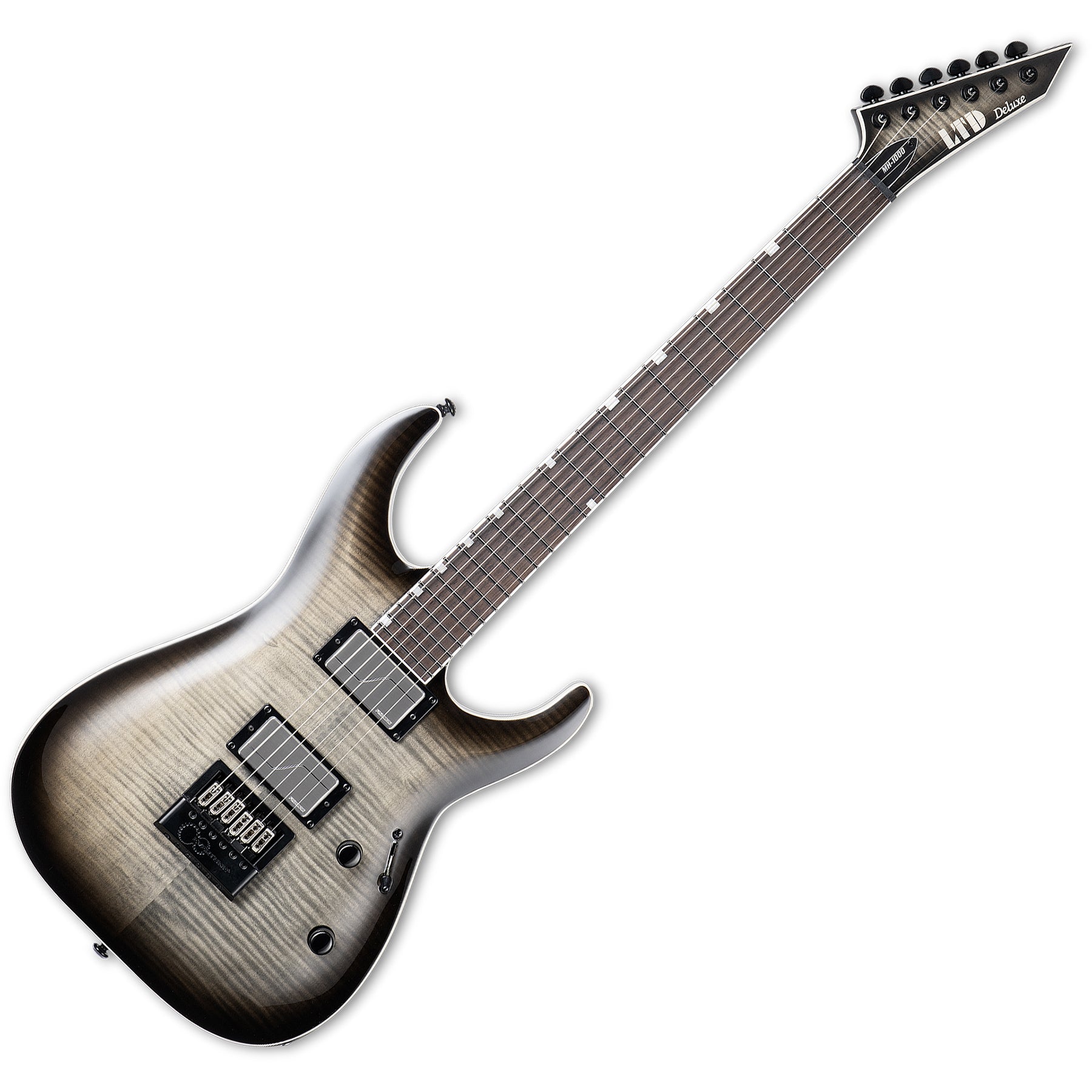 ESP Guitars LMH1000ETFMCHB MH-1000 Evertune LTD Deluxe 6 String RH Electric Guitar - Charcoal Burst