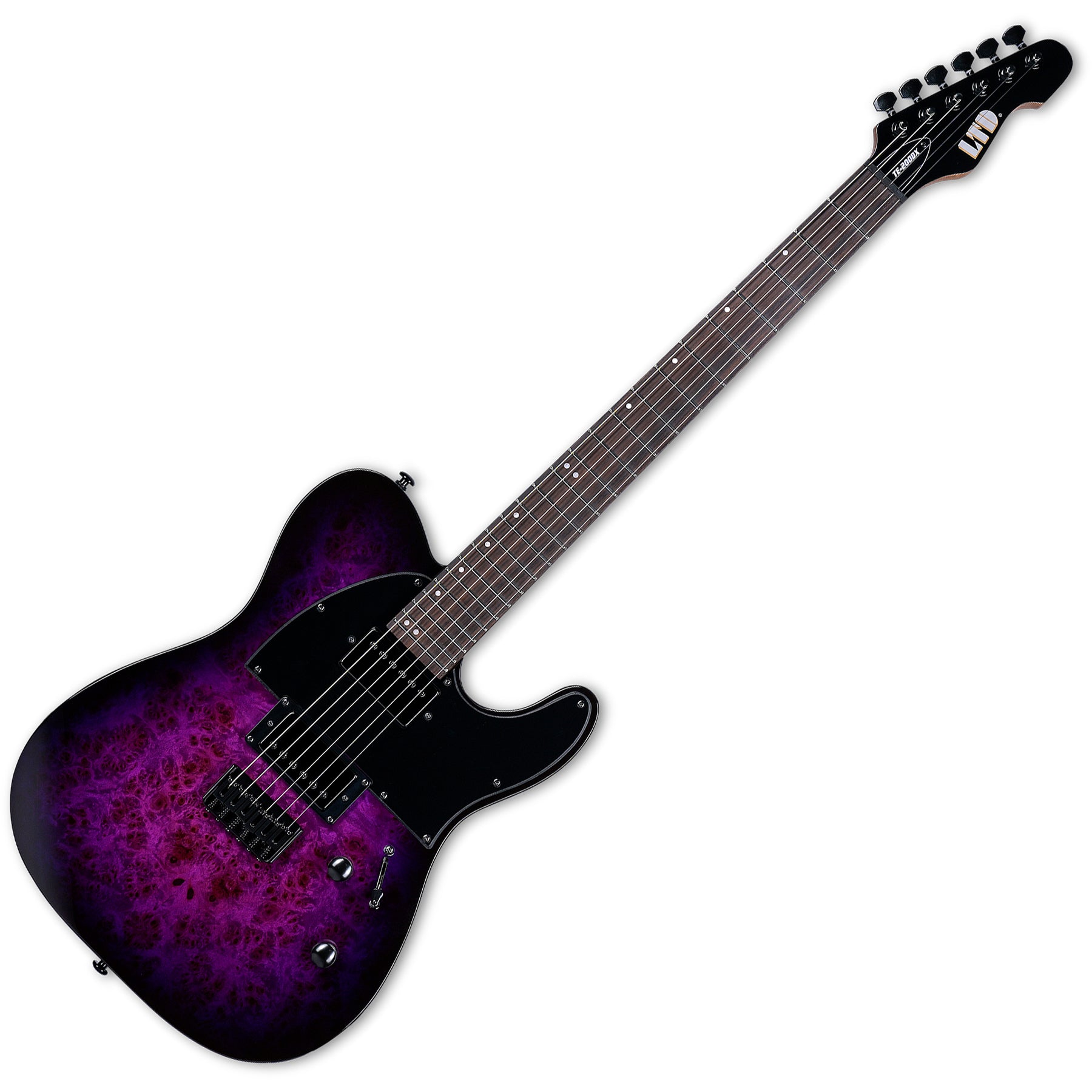 ESP Guitars LTE200DXPRB TE-200DX Series Single Cutaway 6 String RH Electric Guitar - Purple Burst