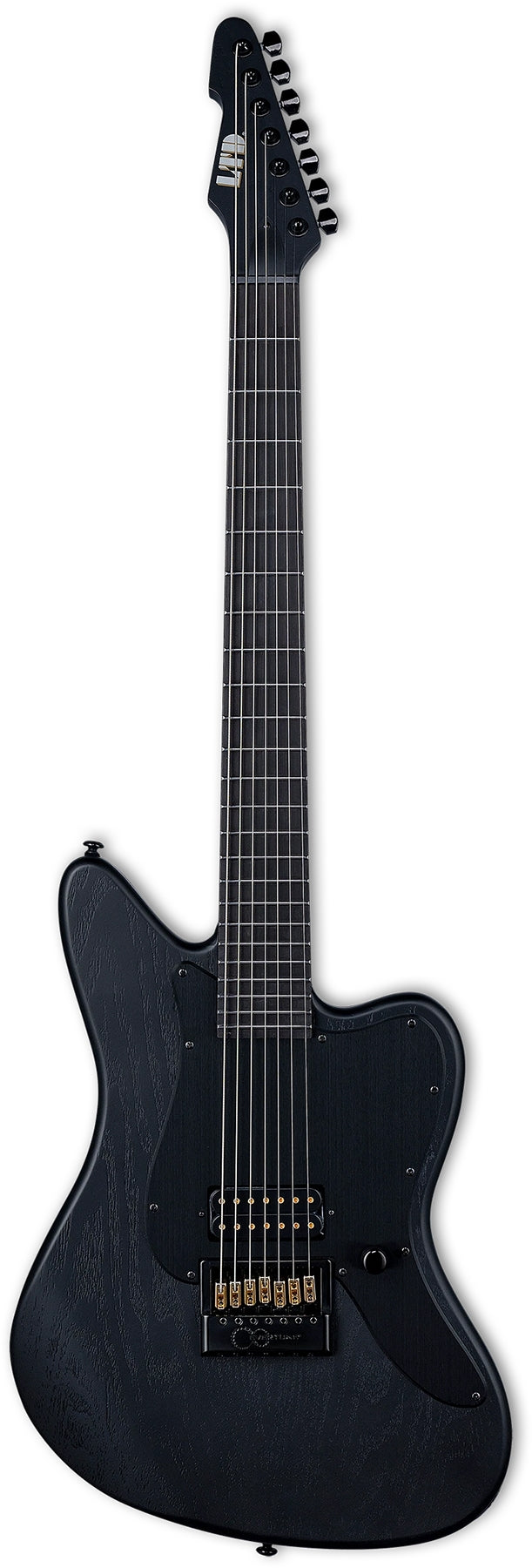 ESP Guitars LAWXJ7BETOGBLKS AW-XJ7 EverTune Alex Wade Signature Baritone 7 String RH Electric Guitar with Case - Black Open Grain Satin