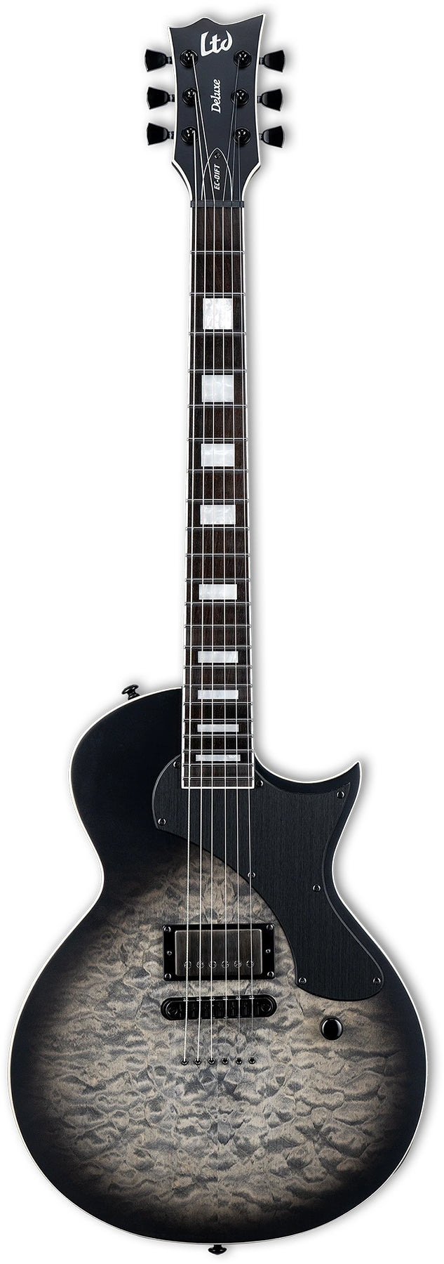 ESP Guitars LEC01FTQMCHBS LTD Deluxe EC-01FT 6 String RH Electric Guitar - Charcoal Burst Satin