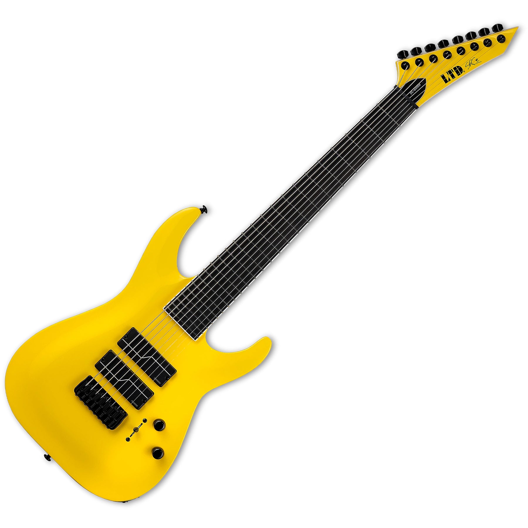 ESP Guitars LSC608BYELF1 SC-608 Stephen Carpenter Signature Baritone 8 String RH Electric Guitar with Case - Yellow