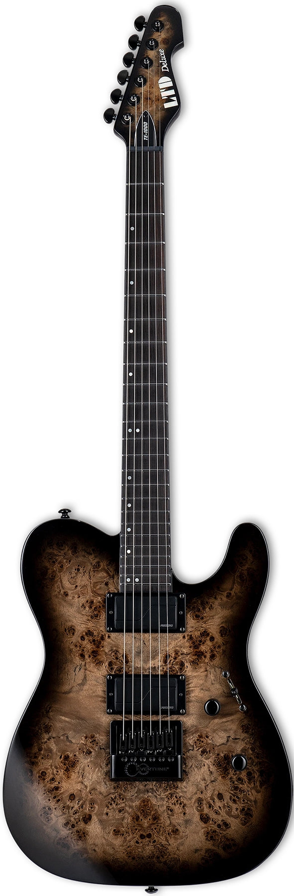 ESP Guitars LTE1000ETBPCHB TE-1000 Evertune 6 String RH Electric Guitar - Charcoal Burst