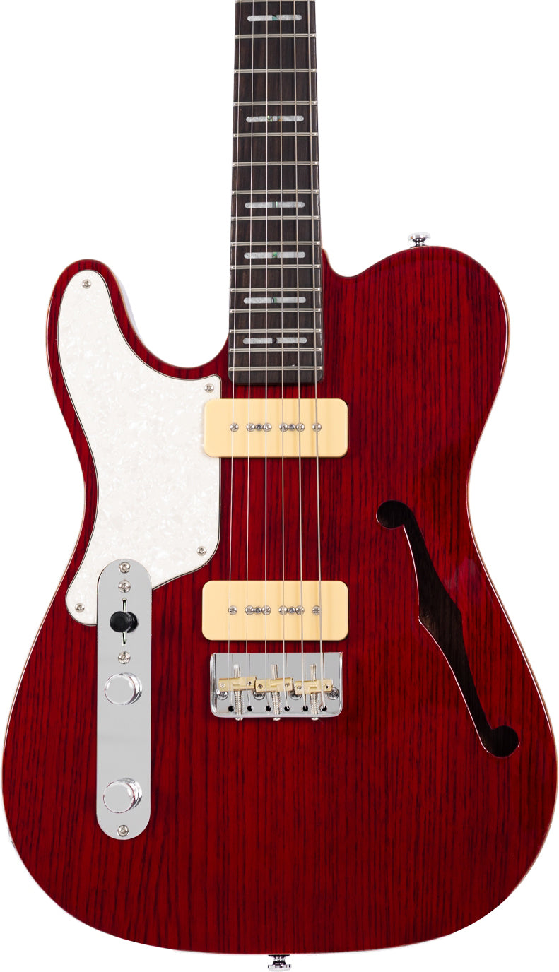 Sire 6 String LH Larry Carlton Signature Semi-Hollowbody Guitar – See-Thru Red